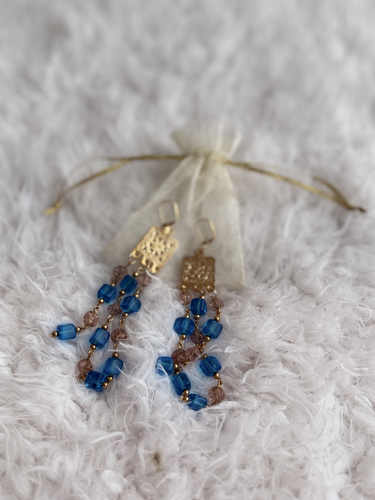 Earrinngs with blue faceted beads