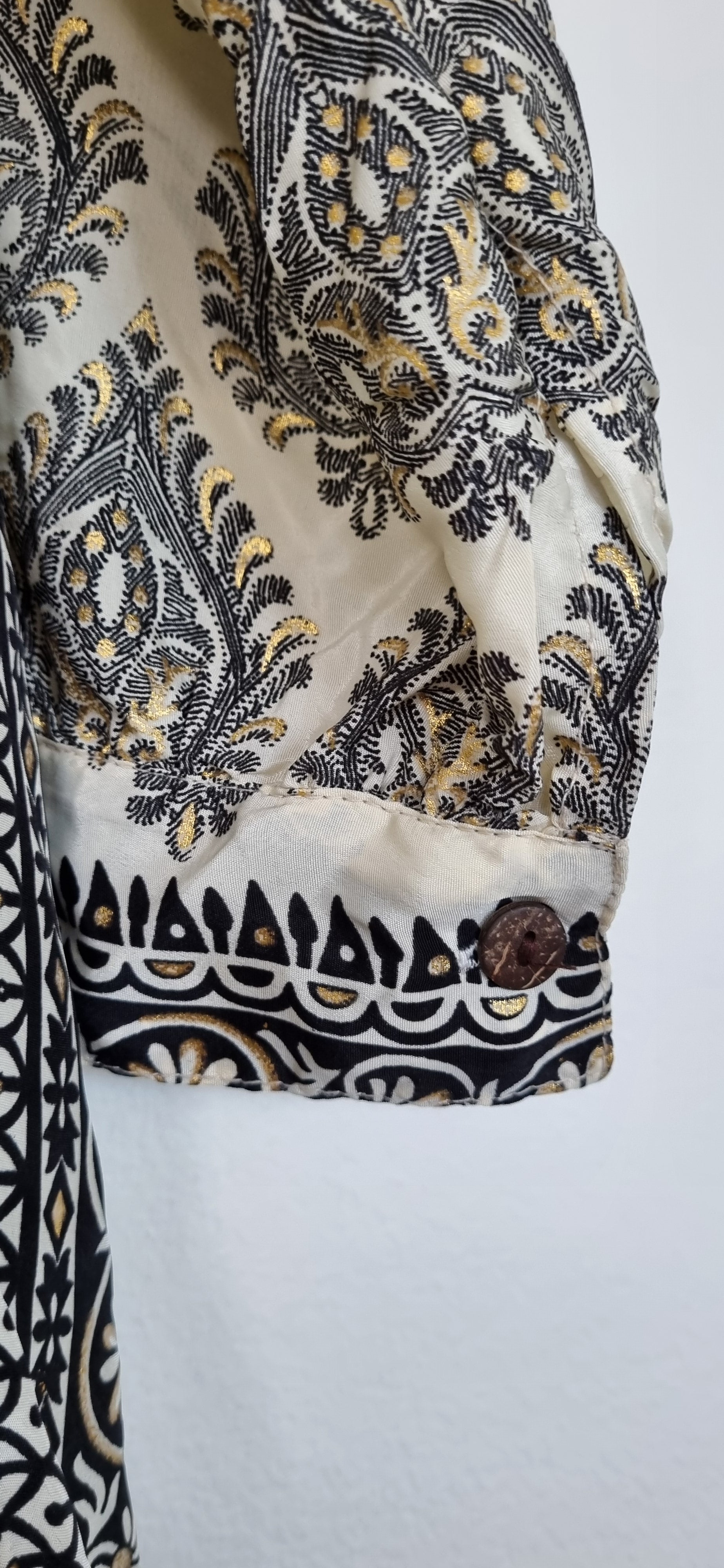 Isle of Wild Gold, Black and Cream Print Shirt Dress