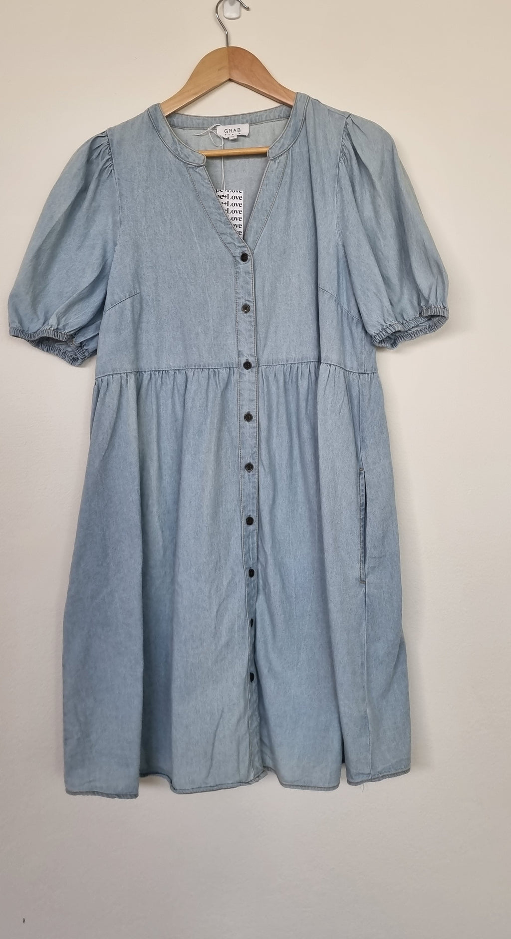 Grab Light Wash Demin Dress