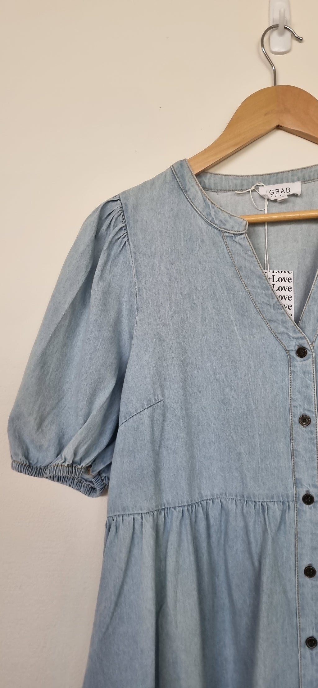 Grab Light Wash Demin Dress