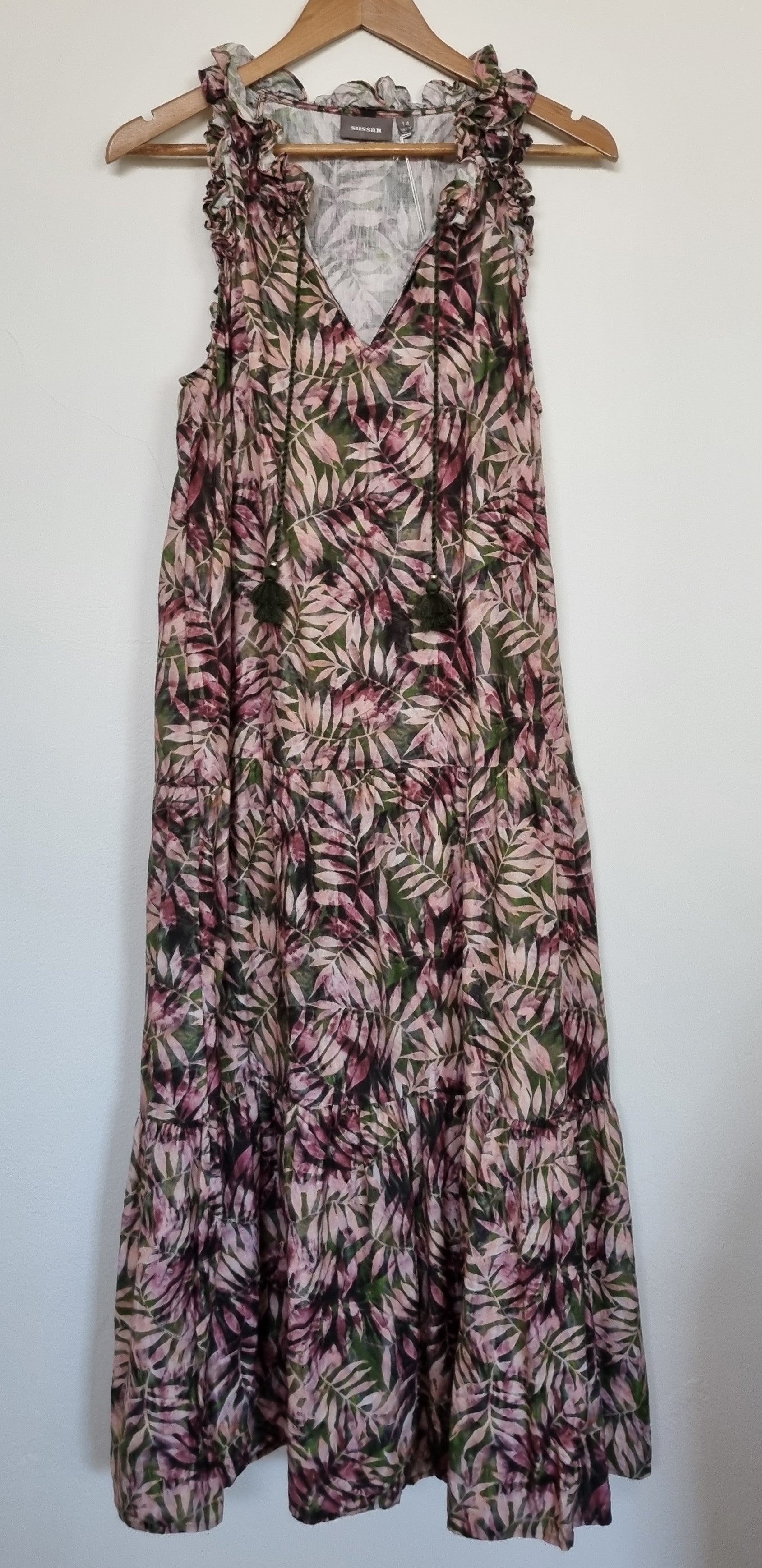 Sussan Floral Linen-Blend Maxi Sleeveless Dress