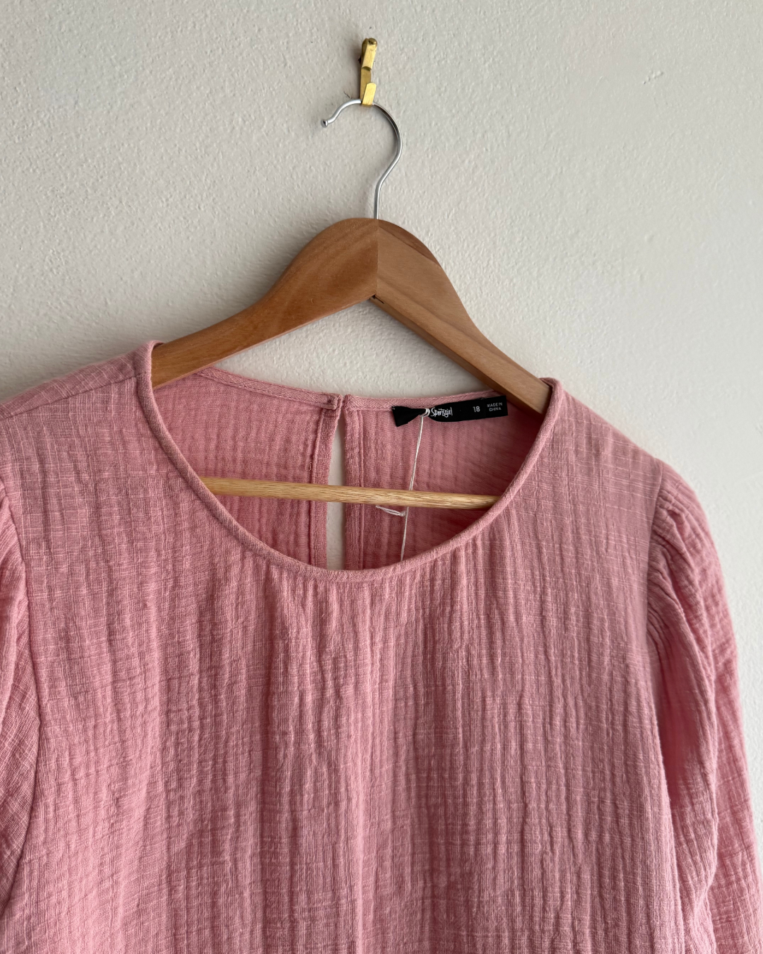 Sportsgirl Pink Cotton Gauze Top