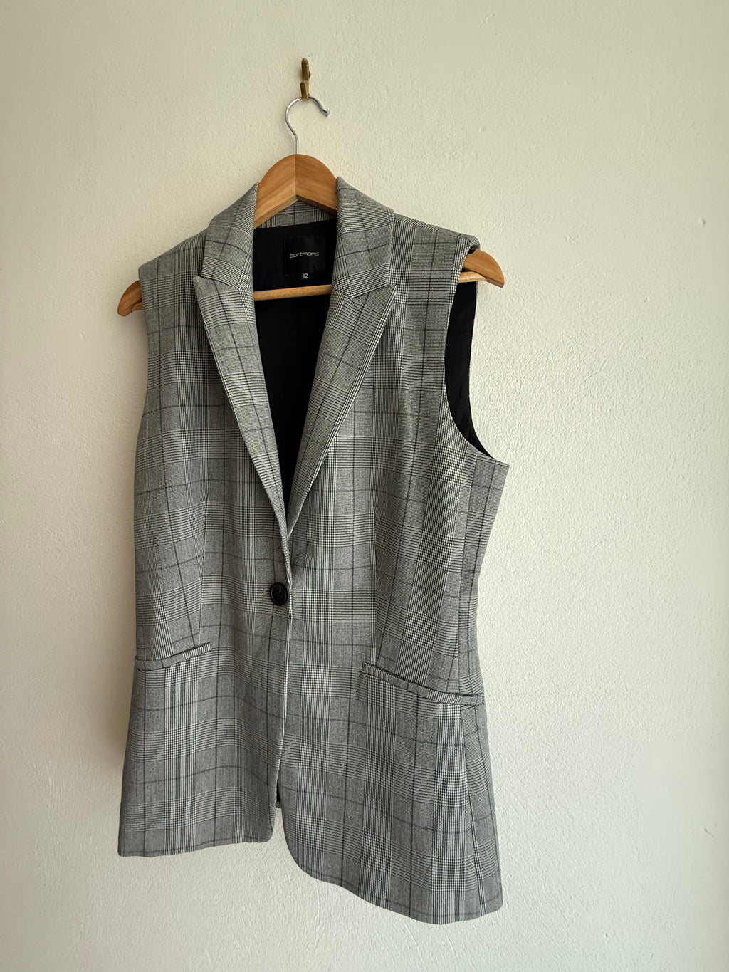 Portmans Grey Check Longline Vest Top