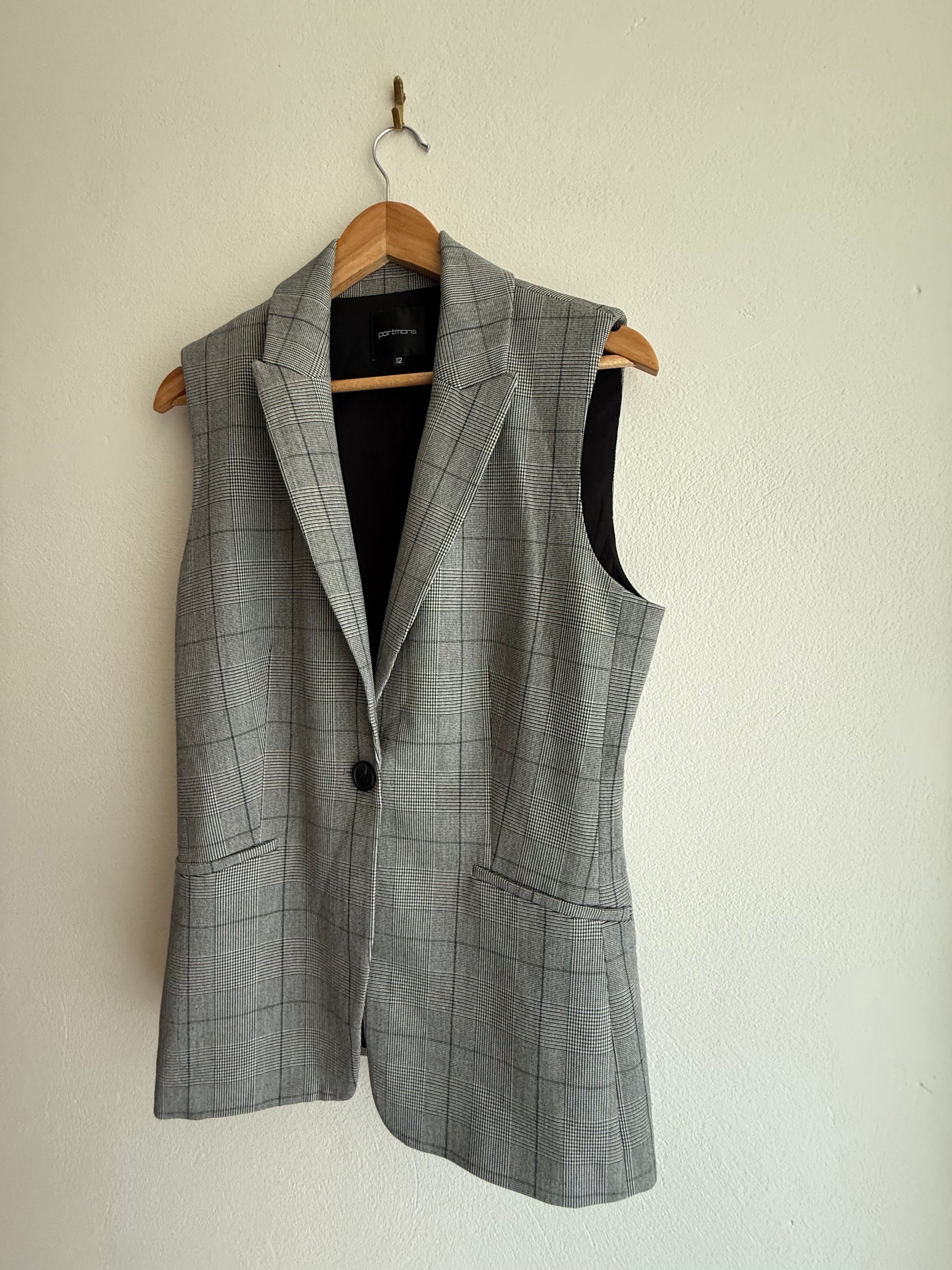 Portmans Grey Check Longline Vest Top