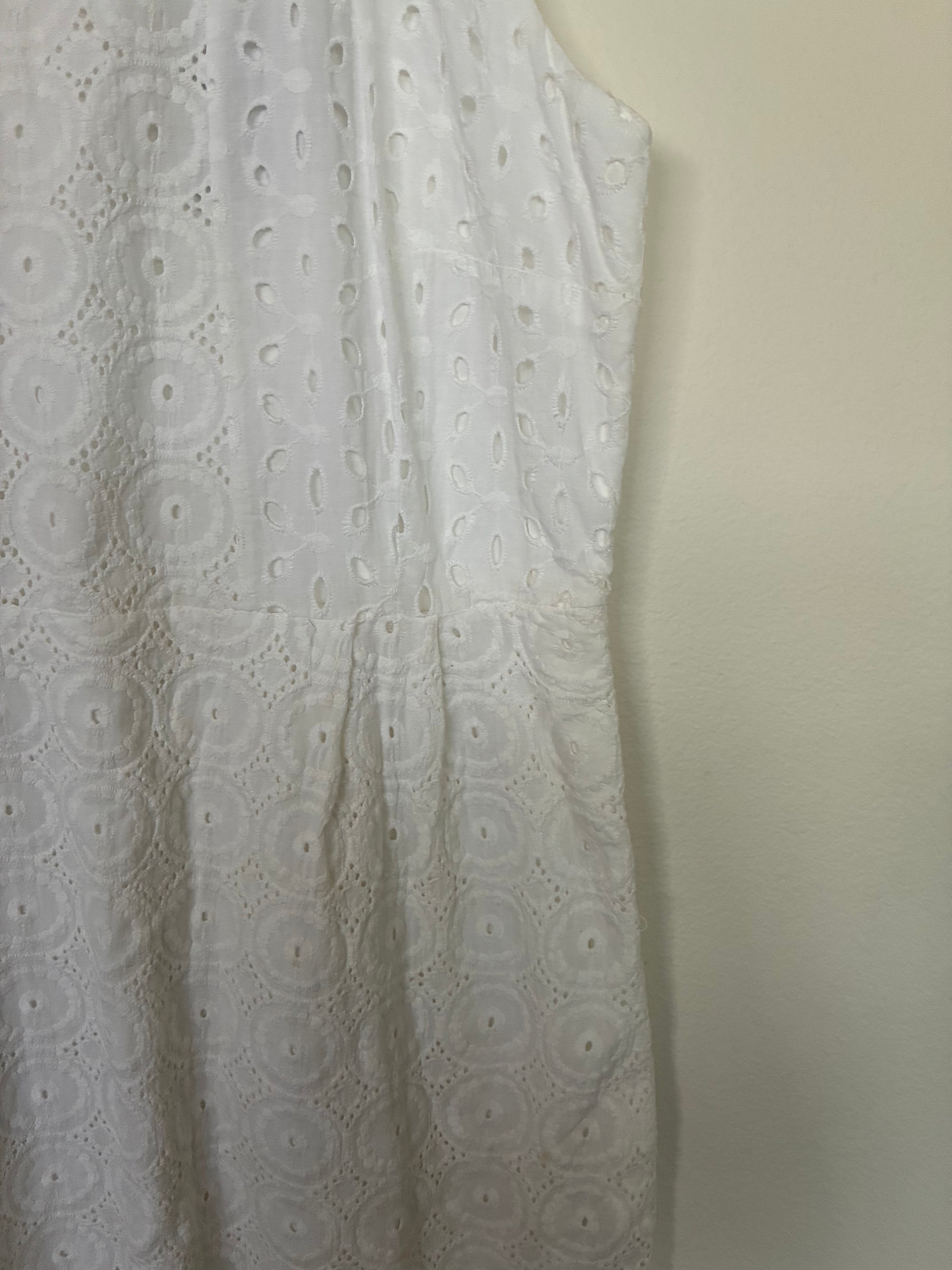 Cue in the City Grid Lace Fit & Flare Dress