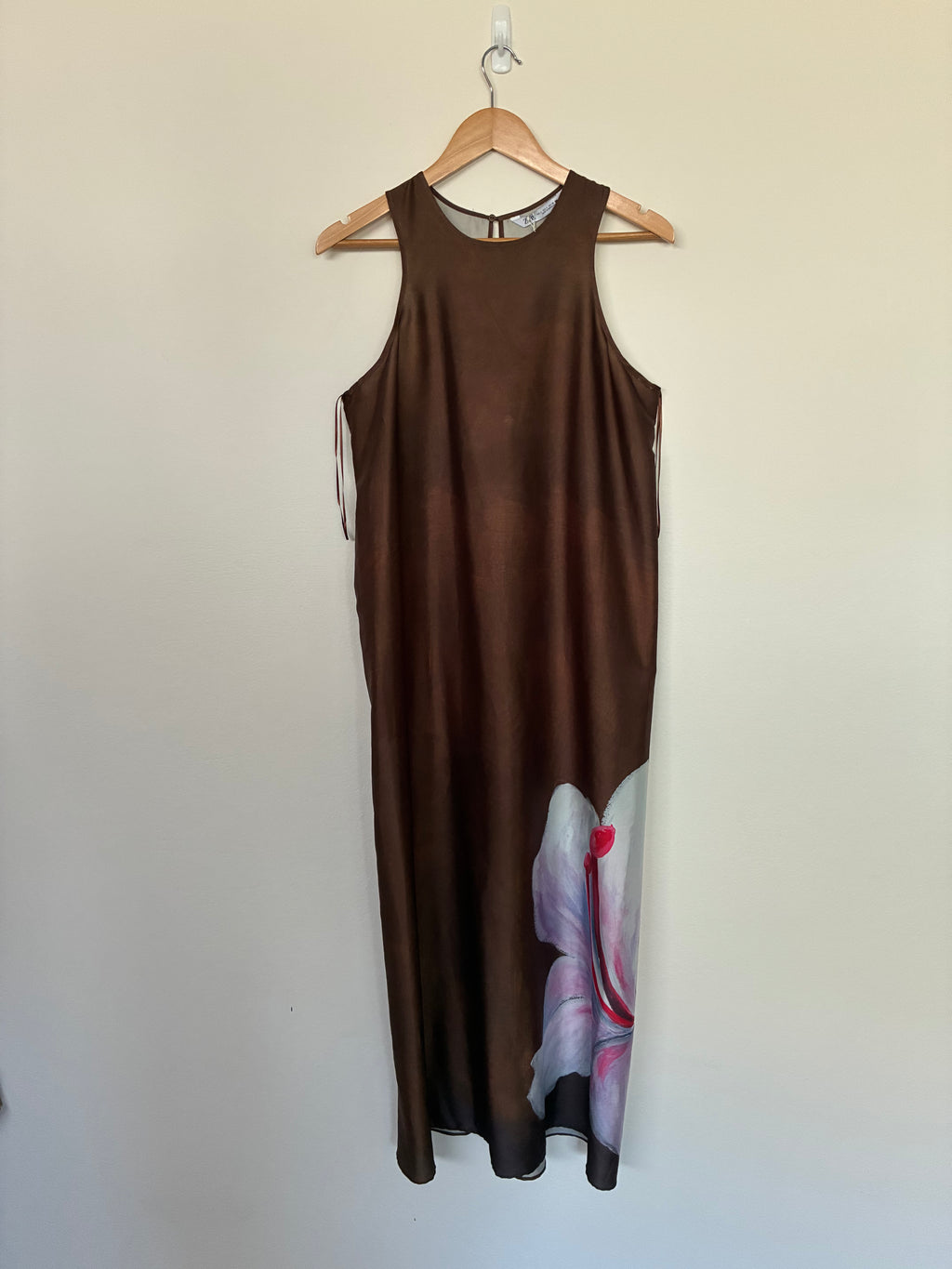 Zara Satin Floral Print Maxi Dress