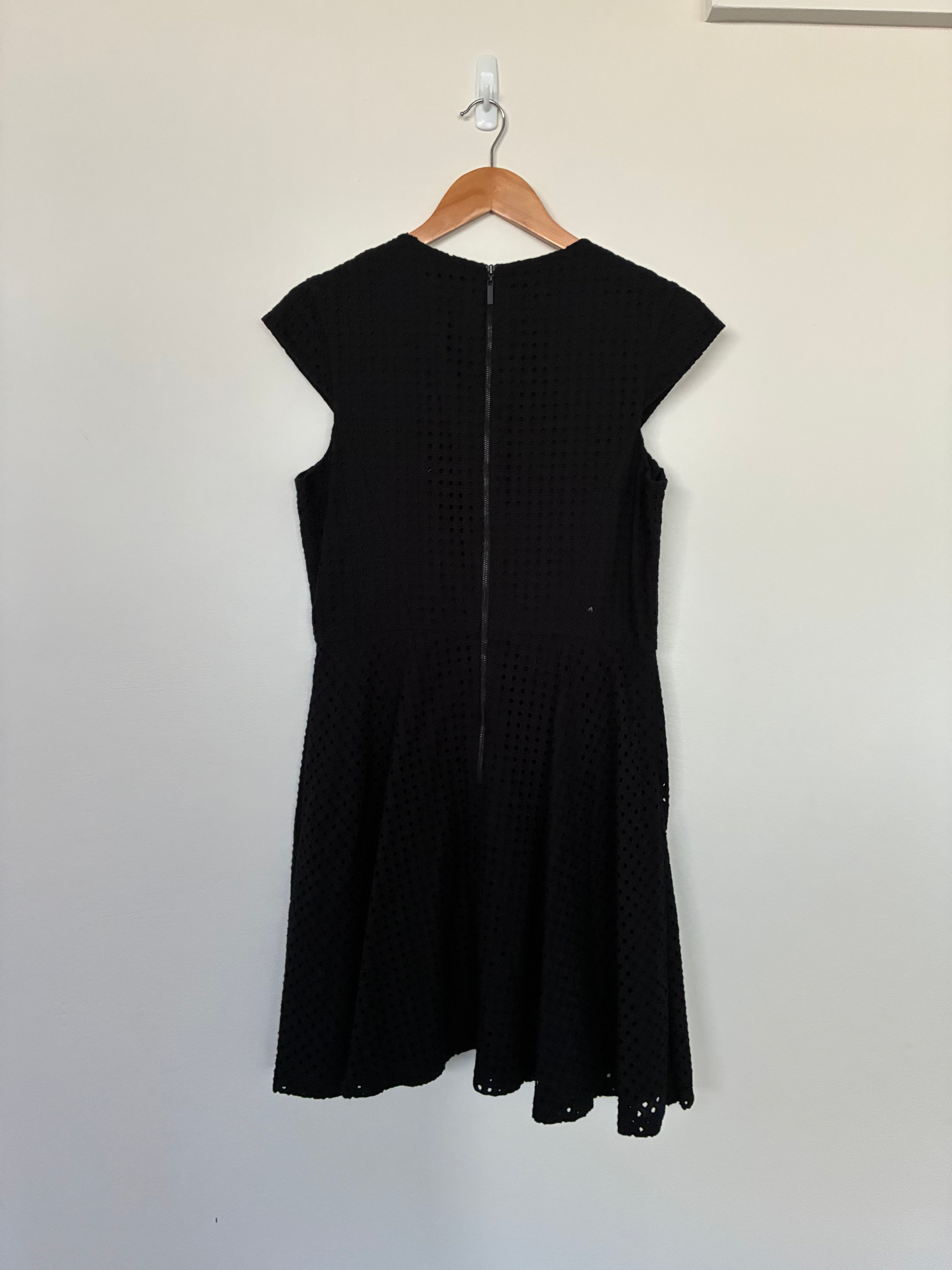 Cue in the City Grid Lace Fit & Flare Dress