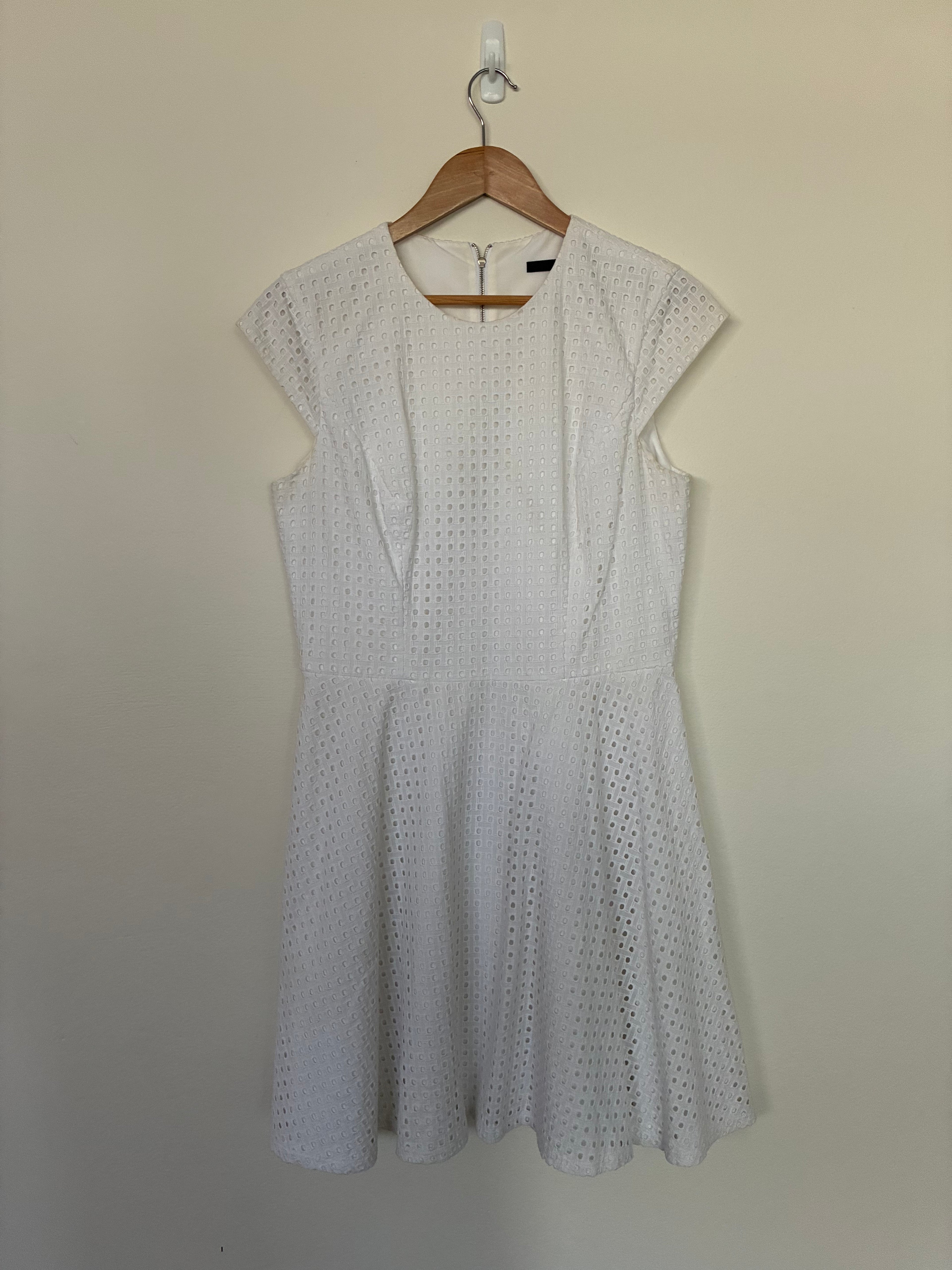 Cue in the City Grid Lace Fit & Flare Dress