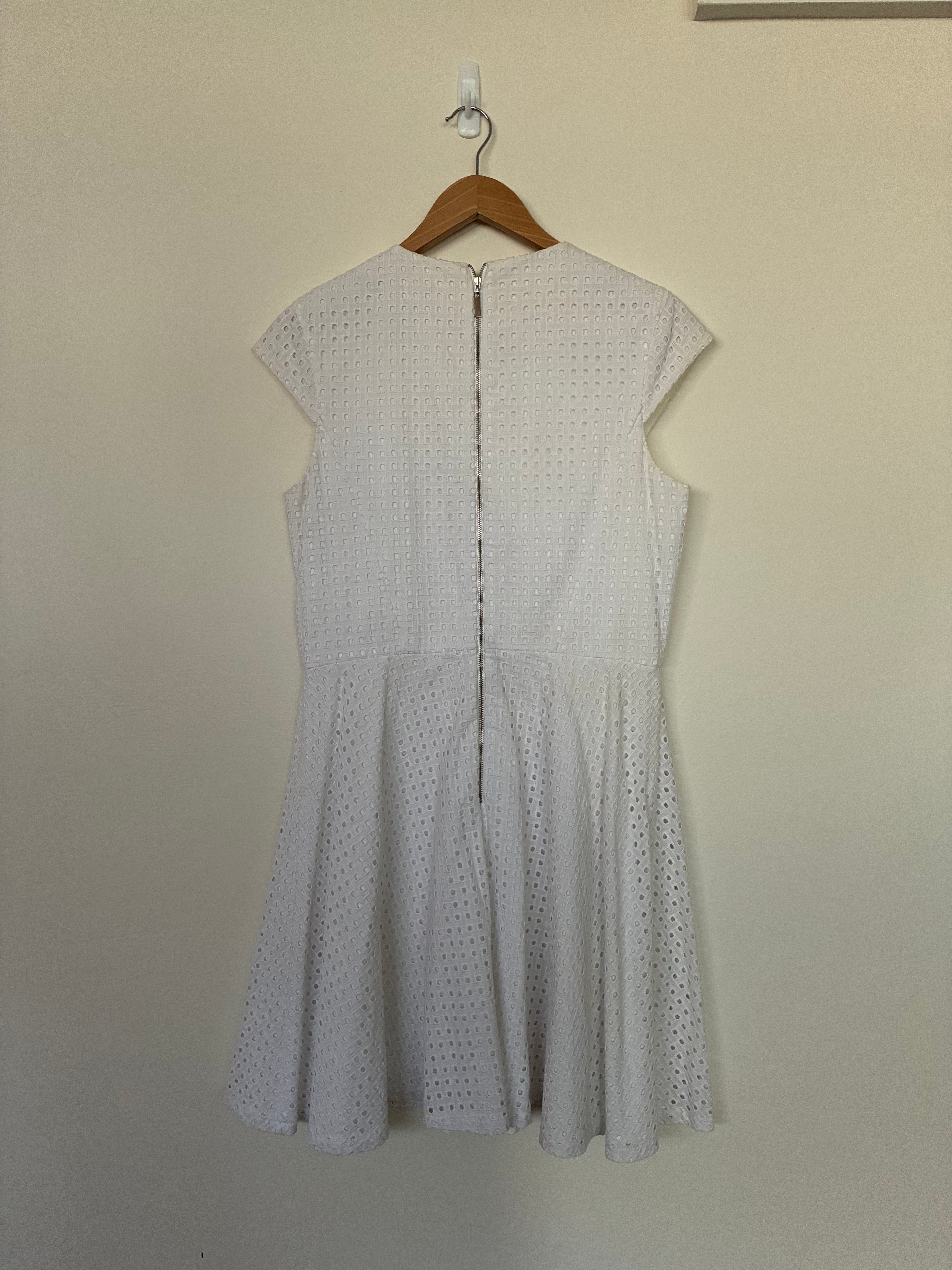 Cue in the City Grid Lace Fit & Flare Dress