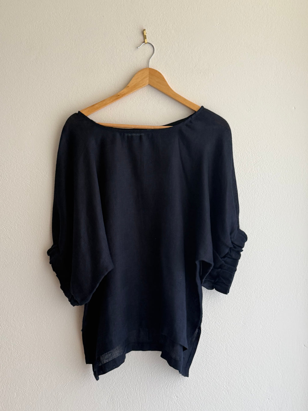 Blue Illusion Linen Batwing Top