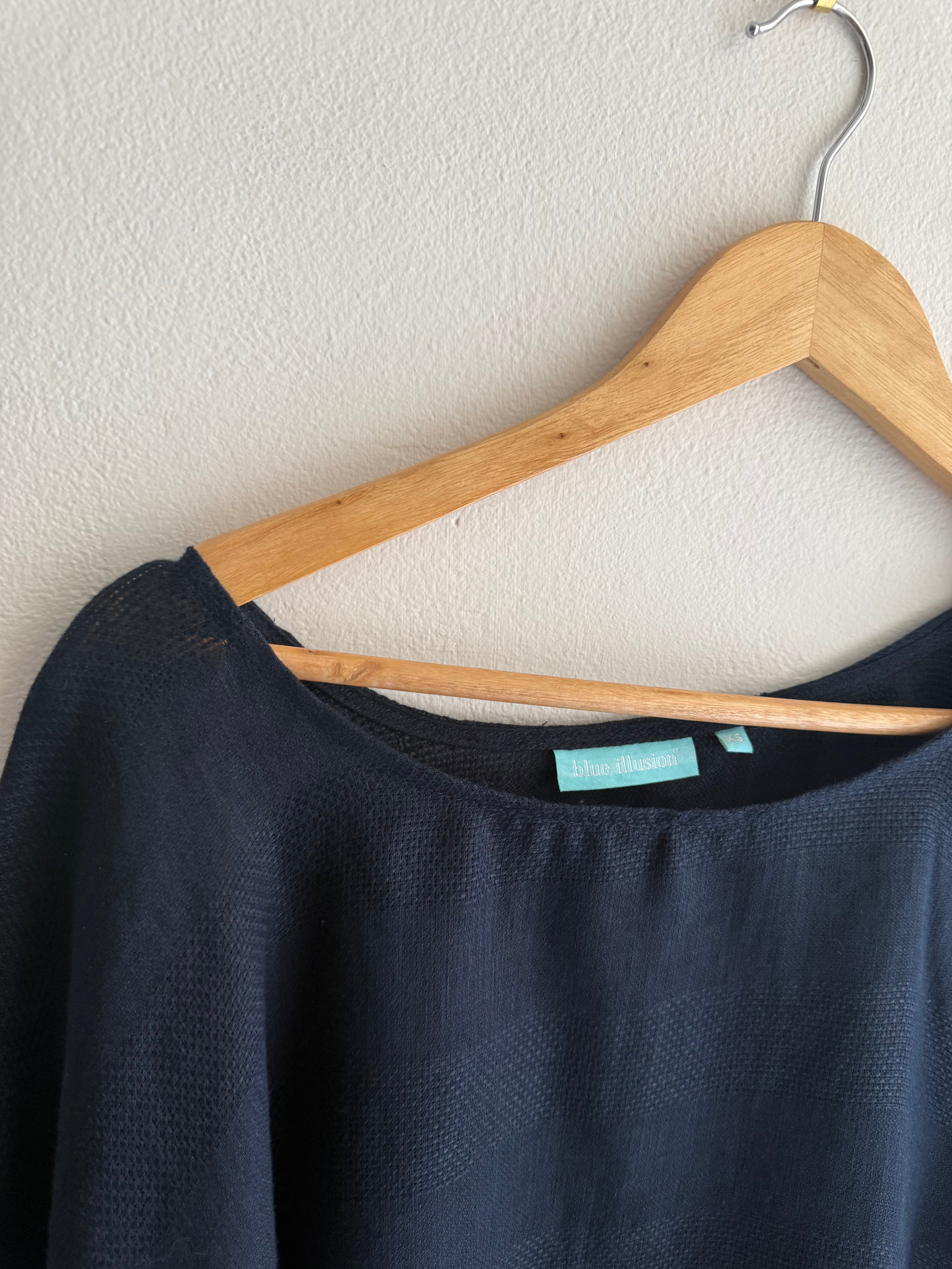 Blue Illusion Linen Batwing Top