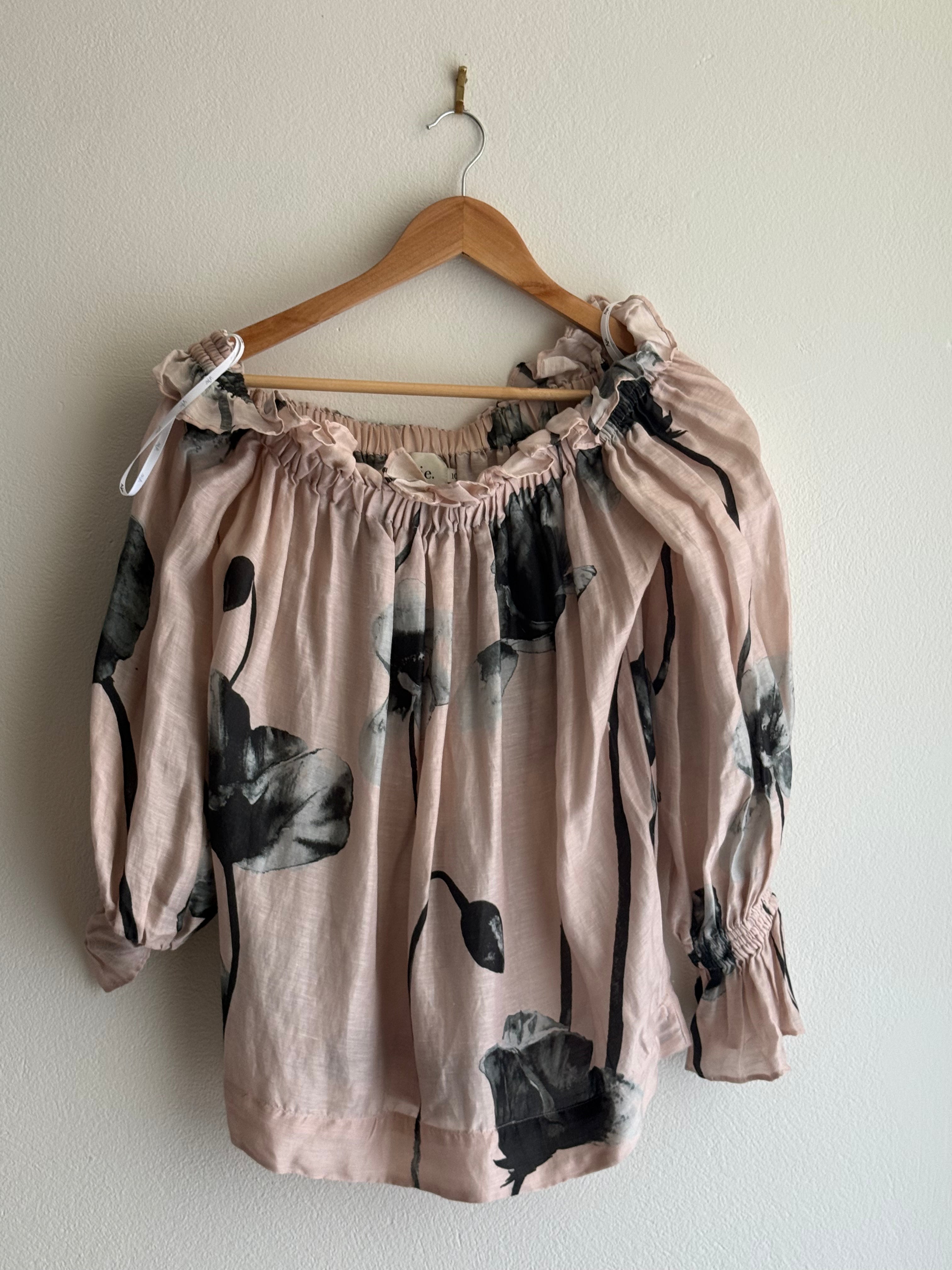 Aje Linen-Blend Off Shoulder Floral Top