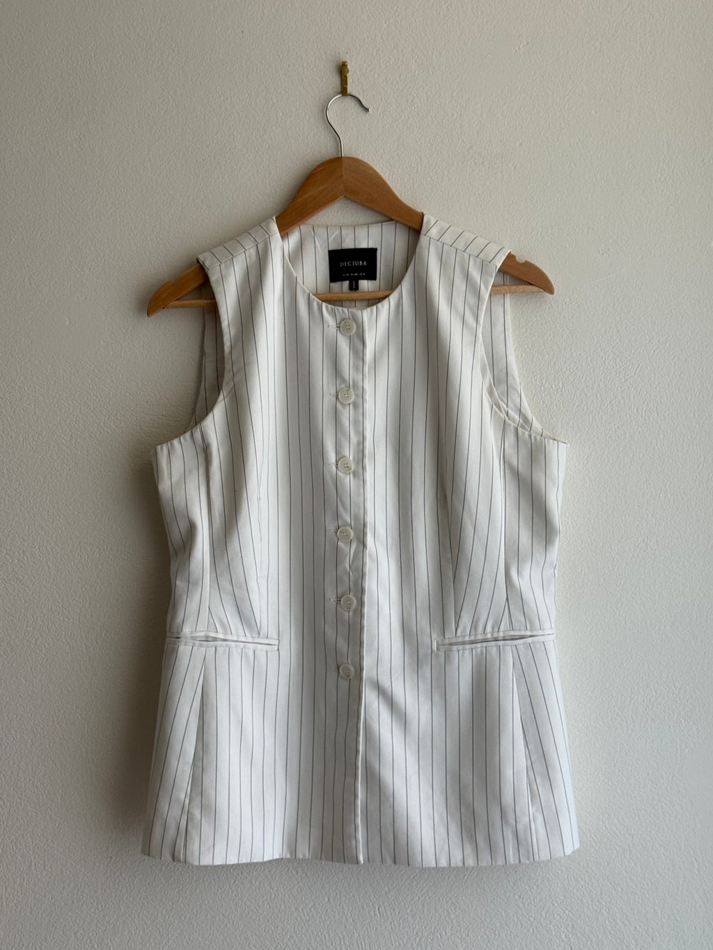 Decjuba Longline Pinstripe Vest Top