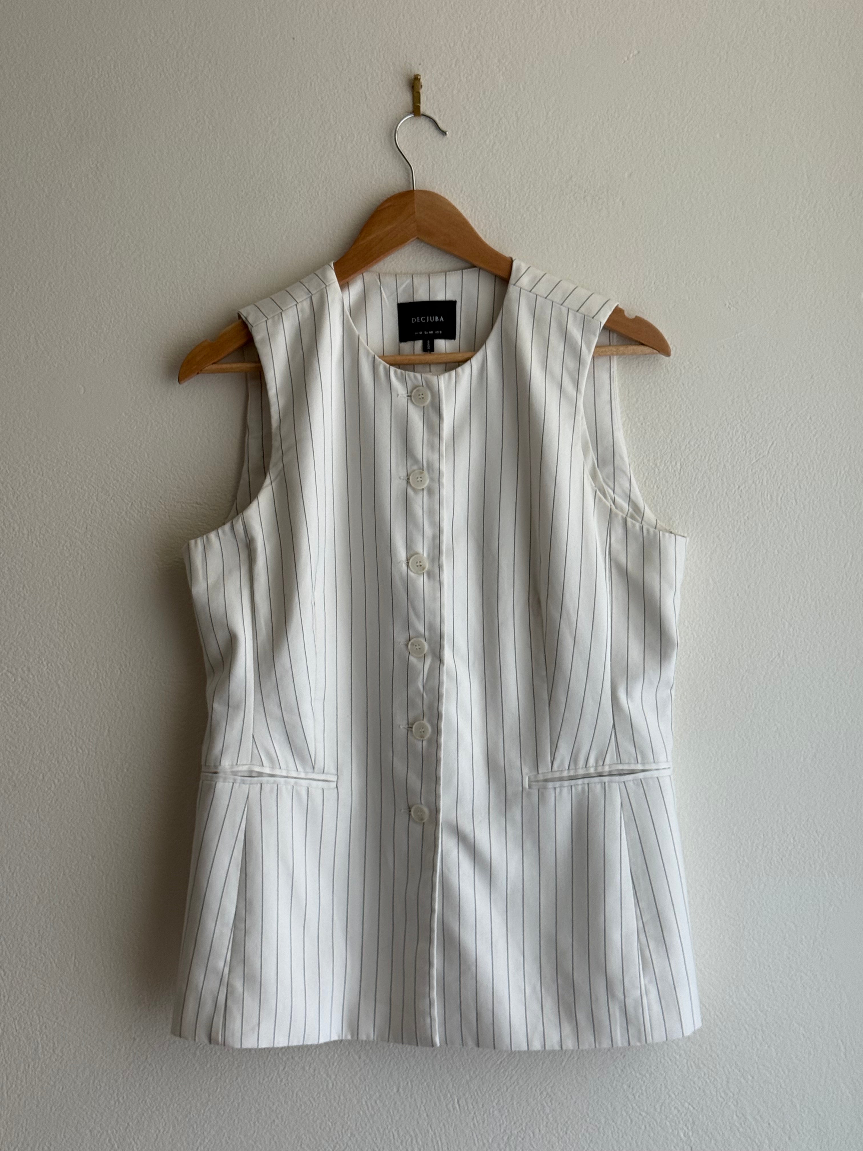 Decjuba Longline Pinstripe Vest Top