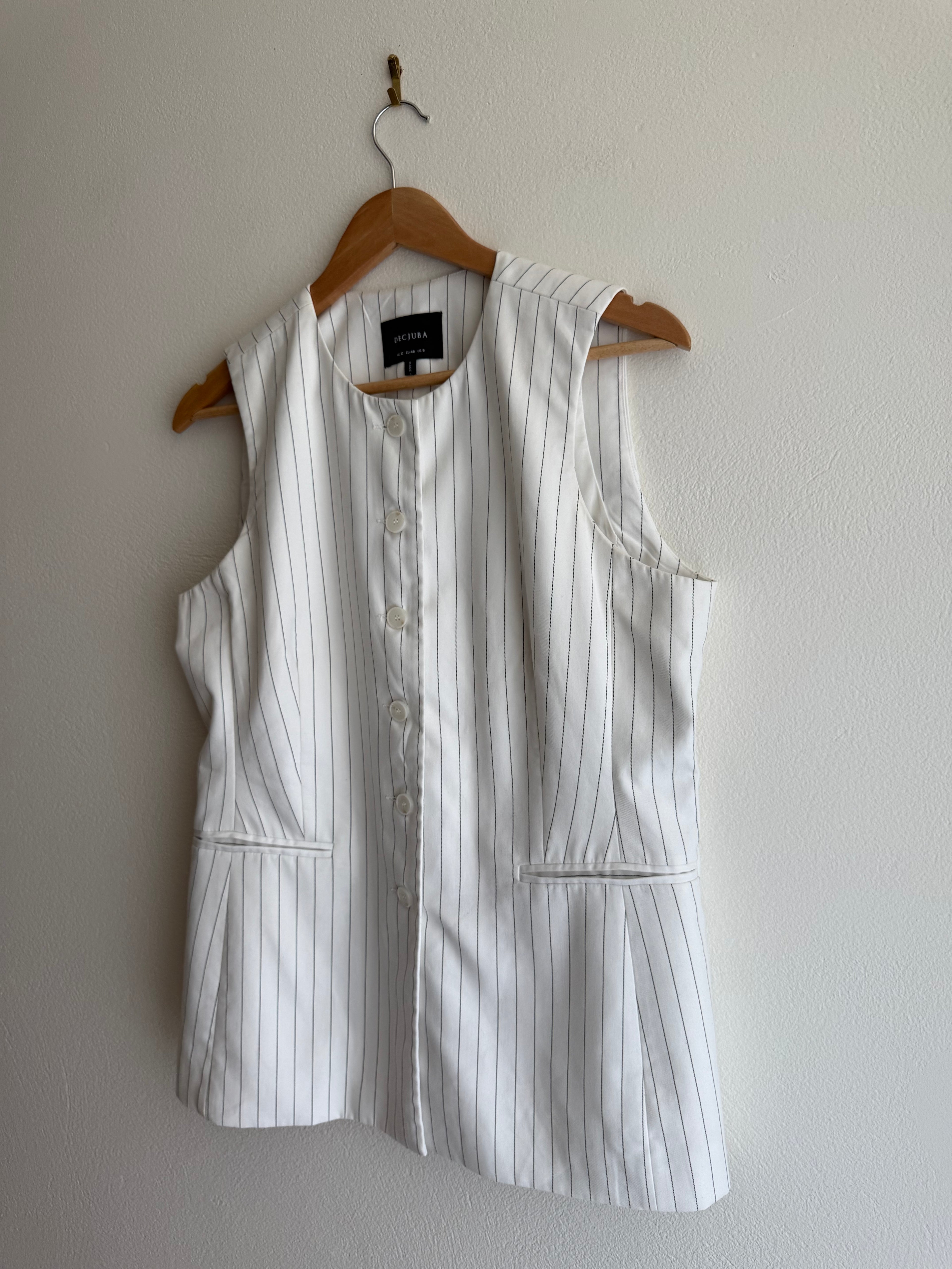 Decjuba Longline Pinstripe Vest Top