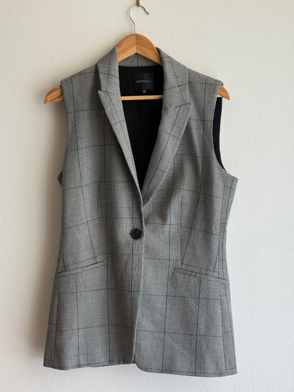 Portmans Grey Check Longline Vest Top