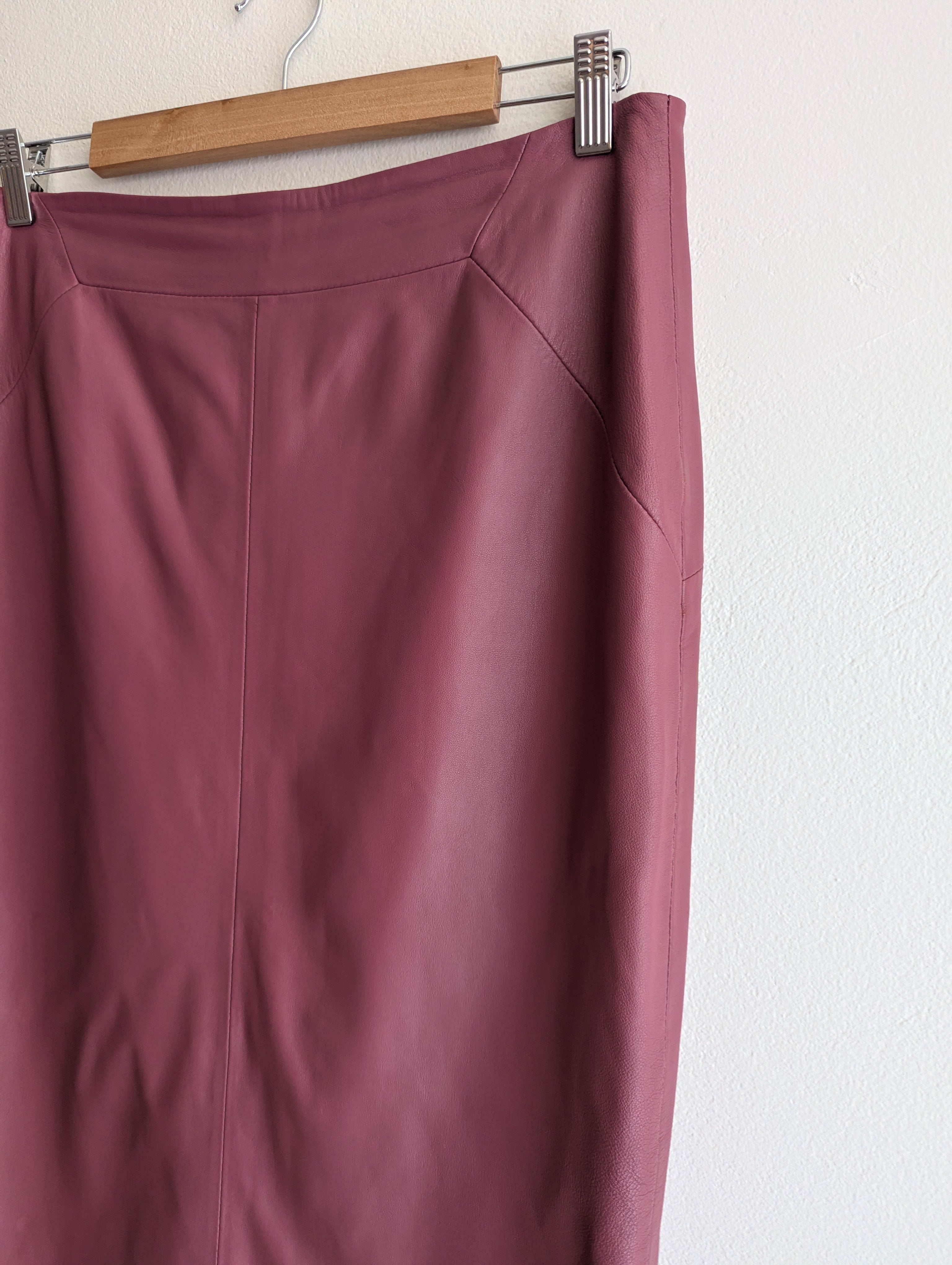 Portmans Burgundy Genuine Leather Skirt