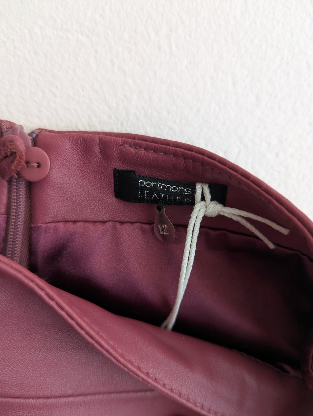 Portmans Burgundy Genuine Leather Skirt