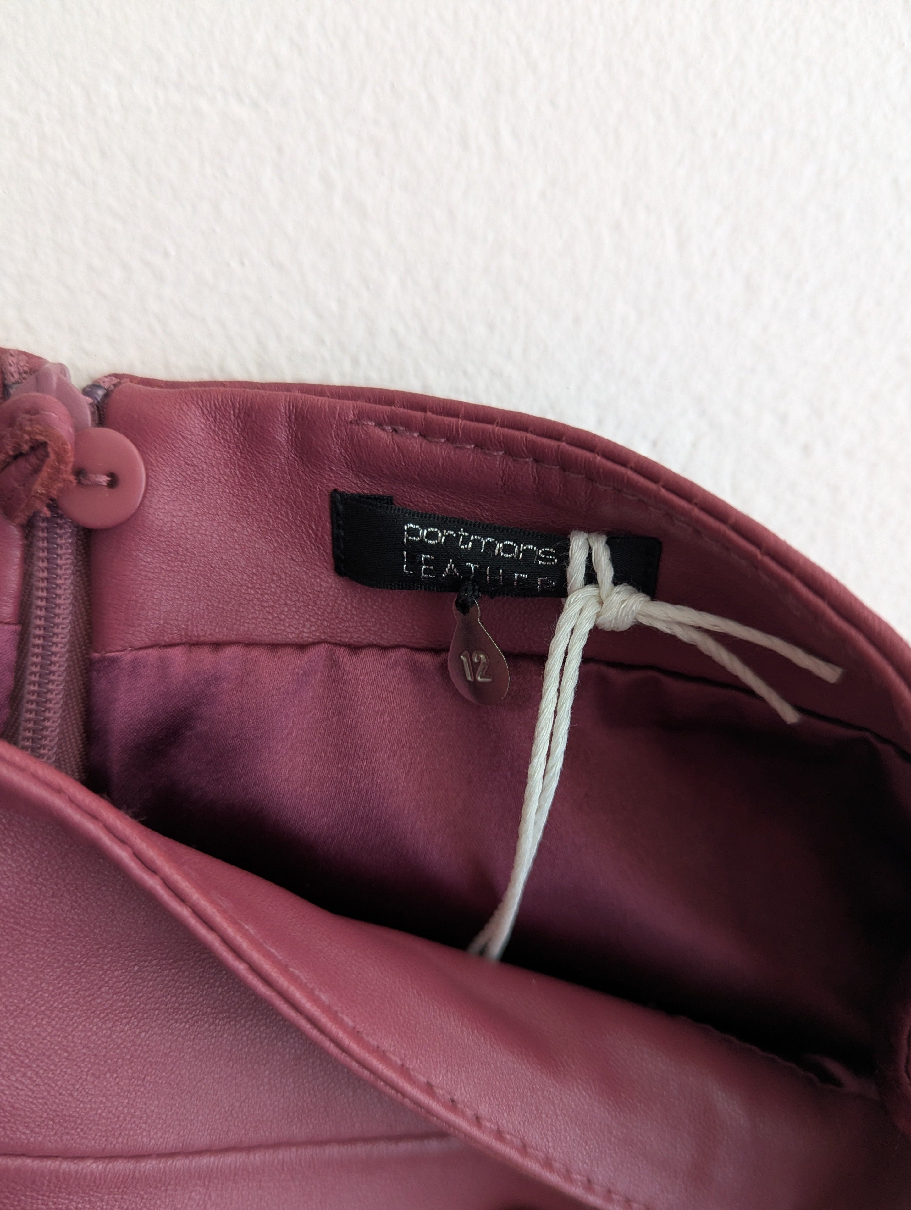 Portmans Burgundy Genuine Leather Skirt