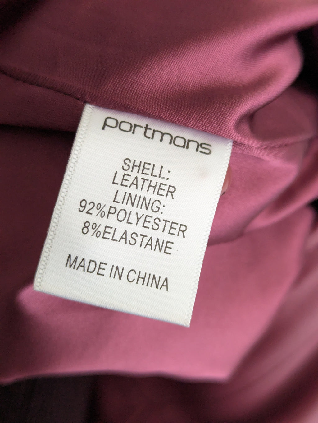 Portmans Burgundy Genuine Leather Skirt