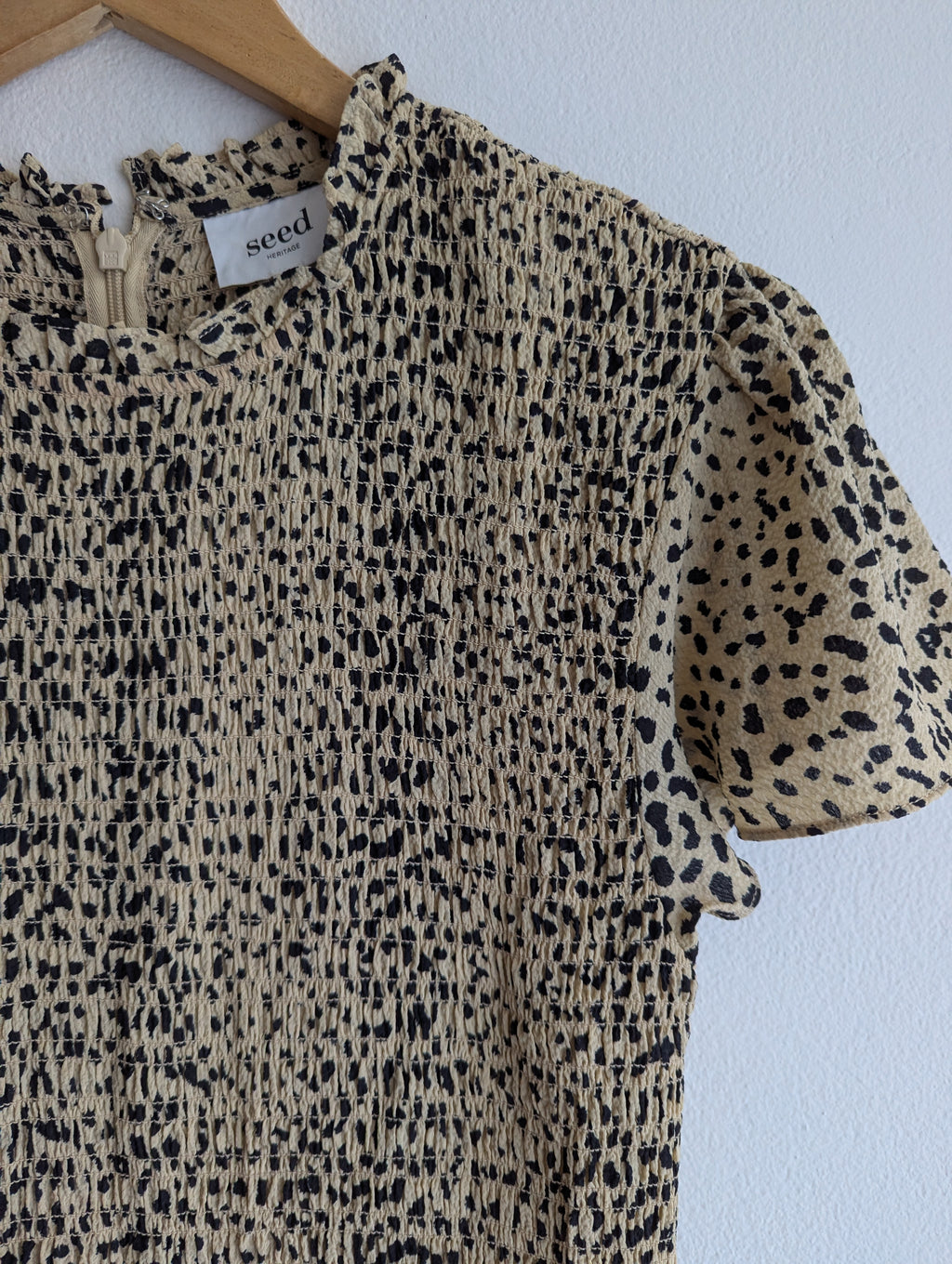 Seed Heritage Cheetah Print Shirred Dress