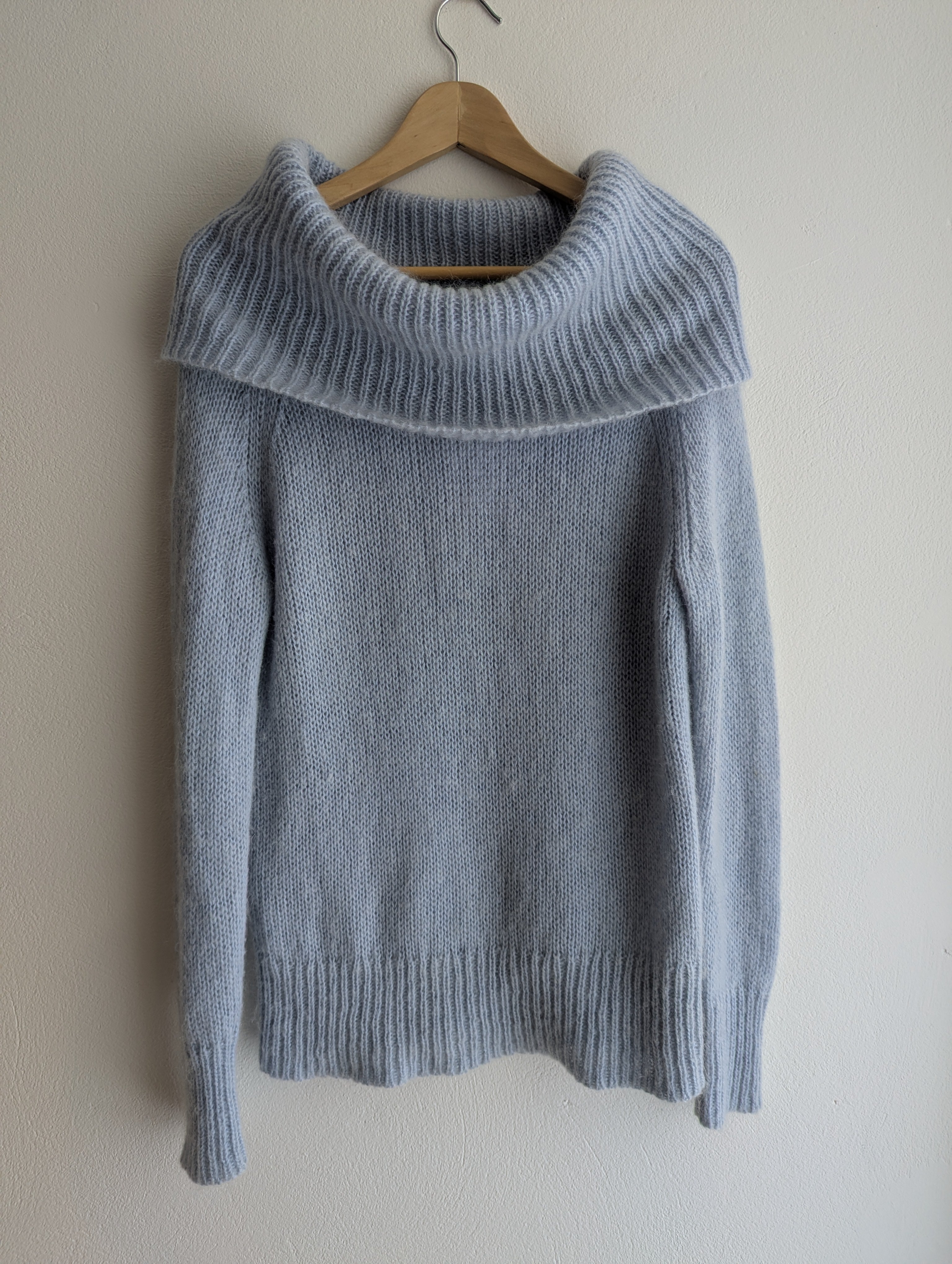 Country Road Blue Off-Shoulder Jumper