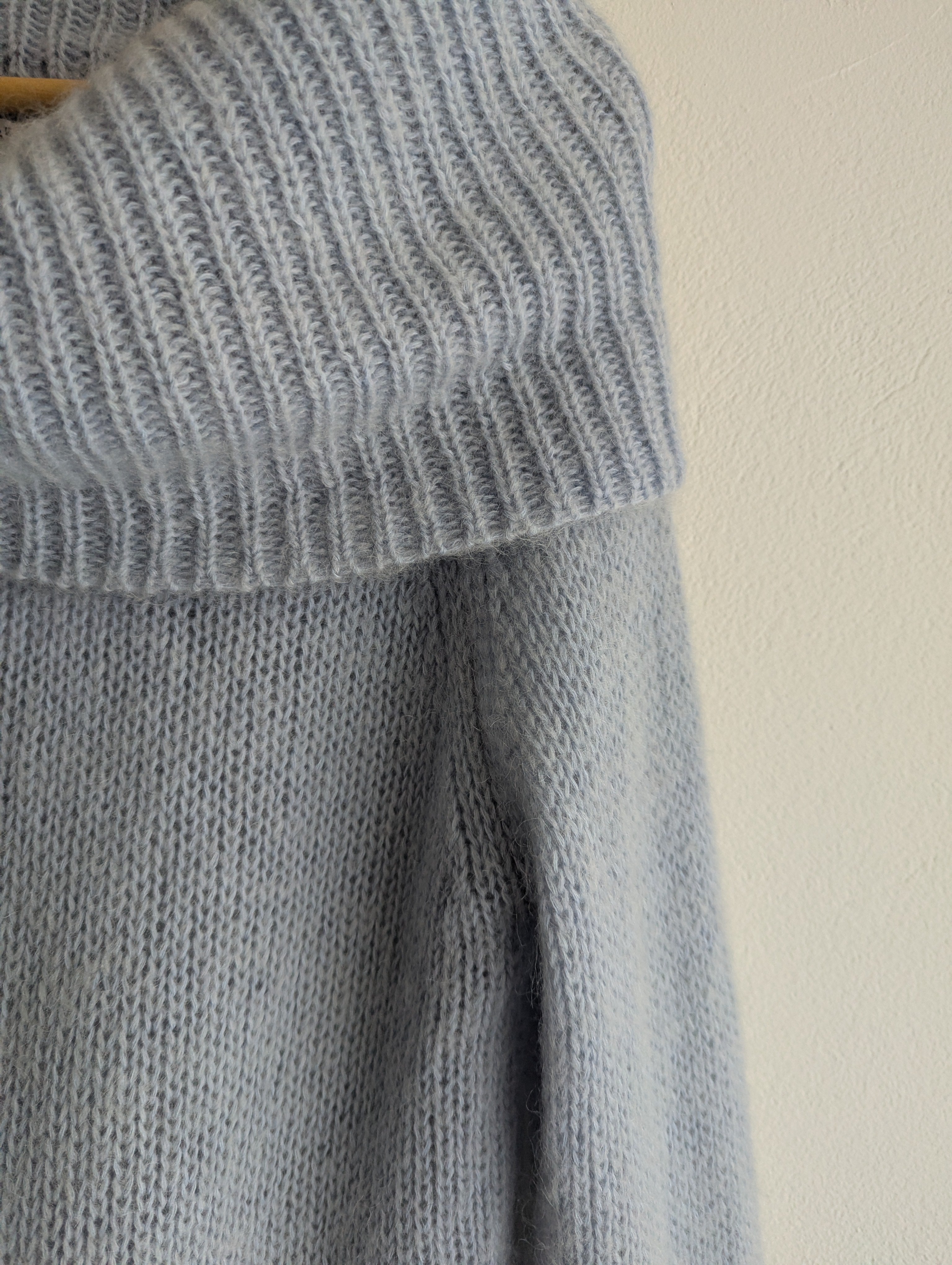 Country Road Blue Off-Shoulder Jumper