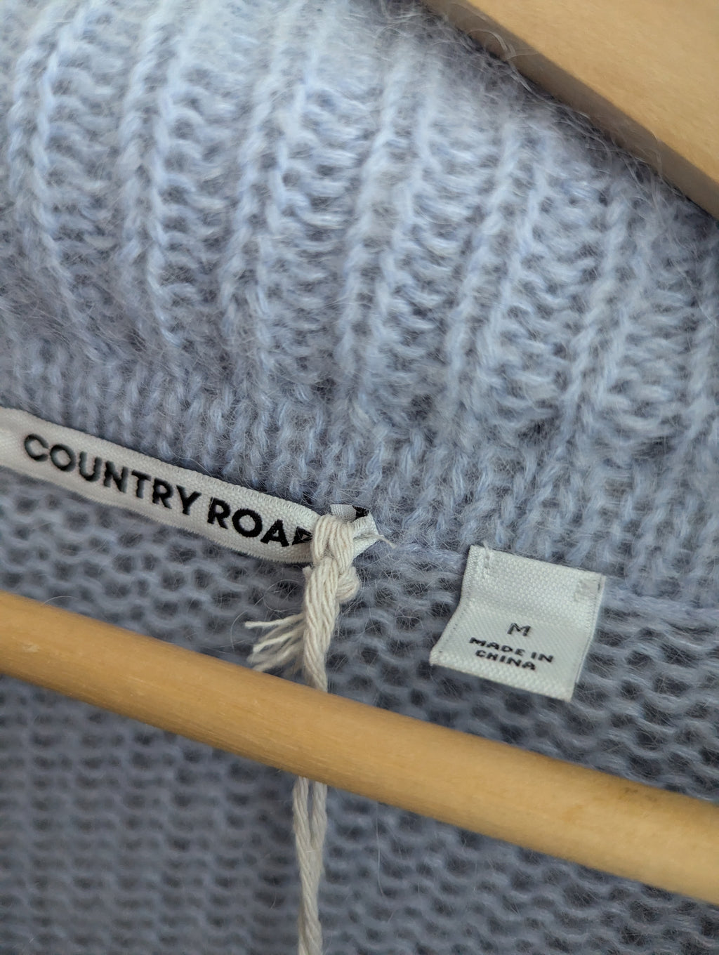 Country Road Blue Off-Shoulder Jumper