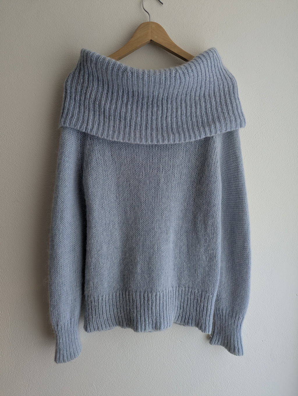 Country Road Blue Off-Shoulder Jumper