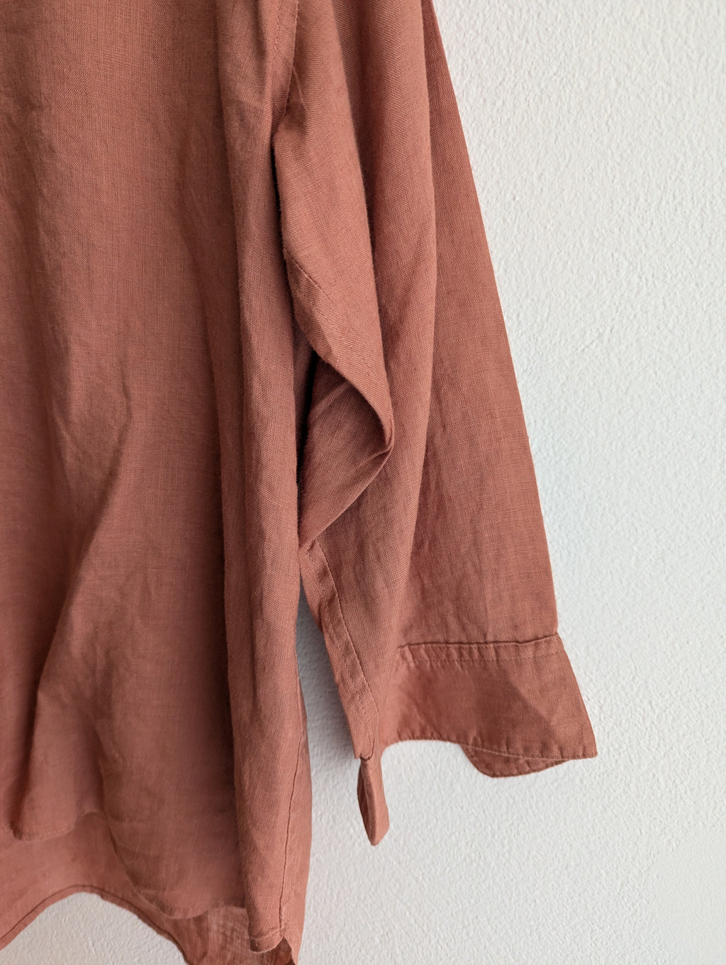 Uniqlo Linen Skipper Collar 3/4 Sleeve Shirt