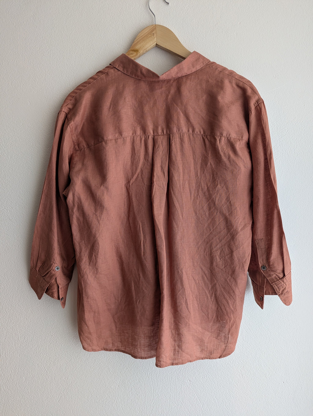 Uniqlo Linen Skipper Collar 3/4 Sleeve Shirt