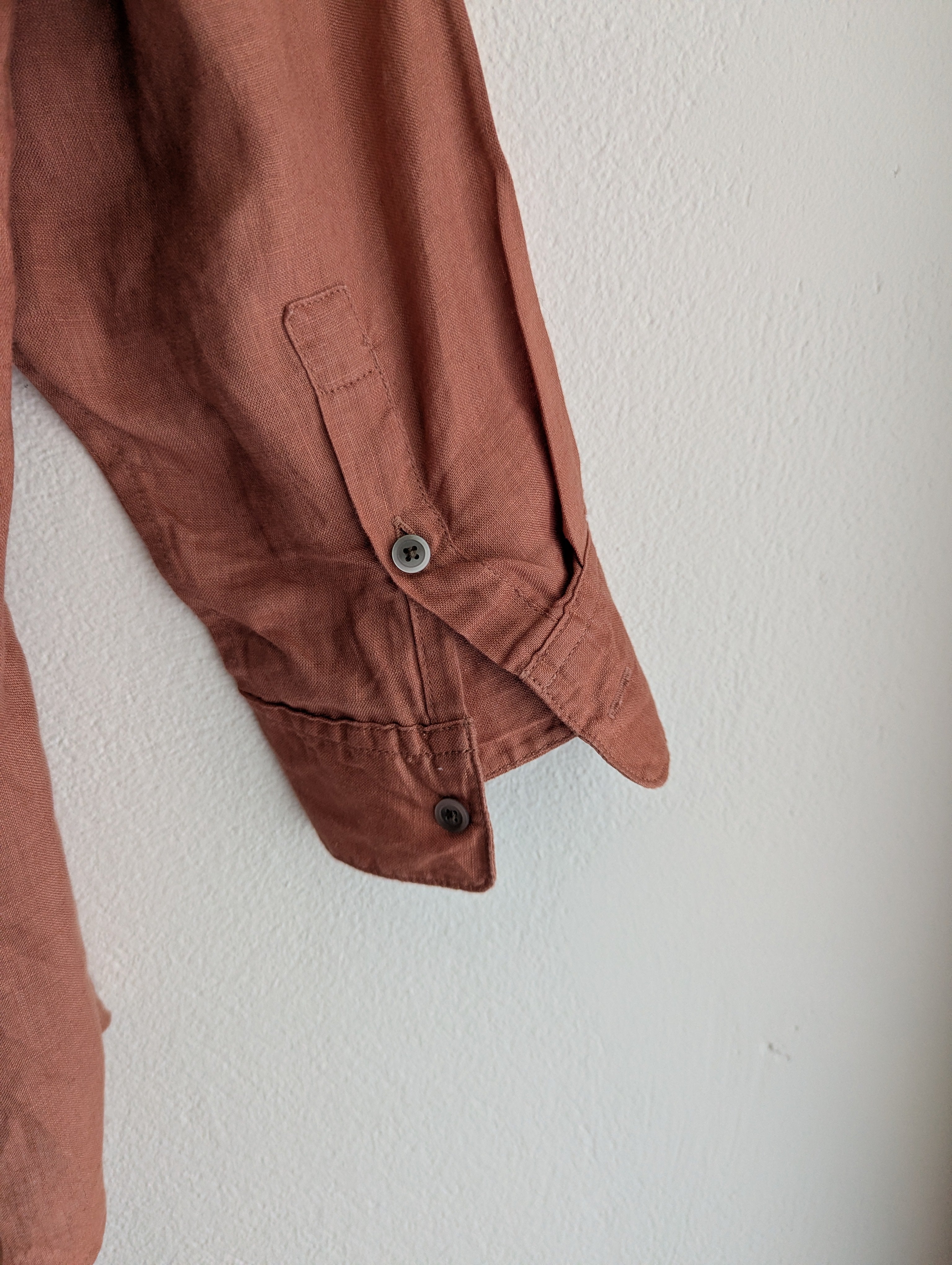 Uniqlo Linen Skipper Collar 3/4 Sleeve Shirt