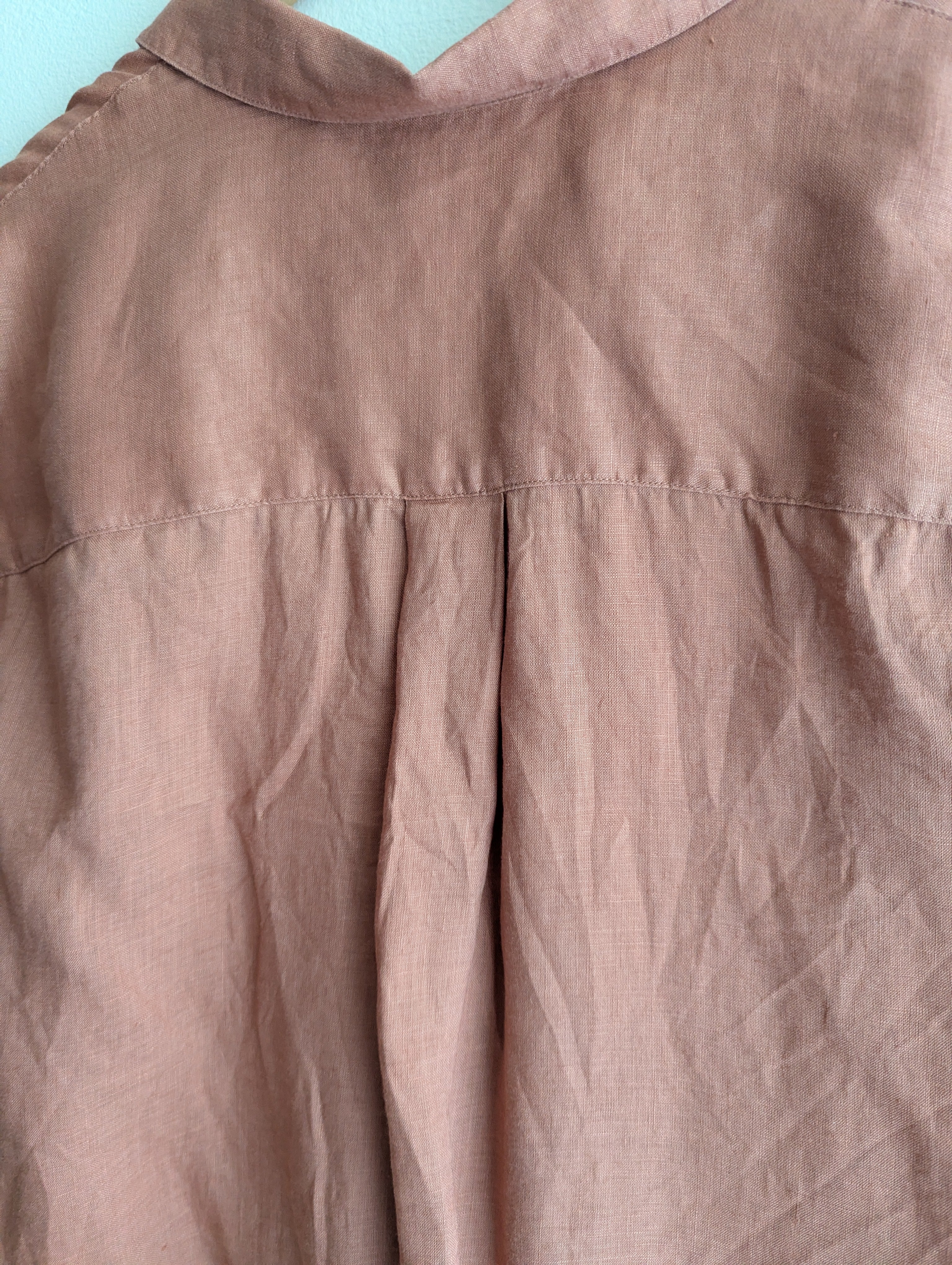 Uniqlo Linen Skipper Collar 3/4 Sleeve Shirt