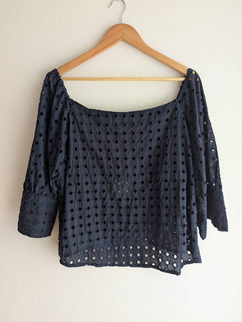Once Was Off-Shoulder Navy Top