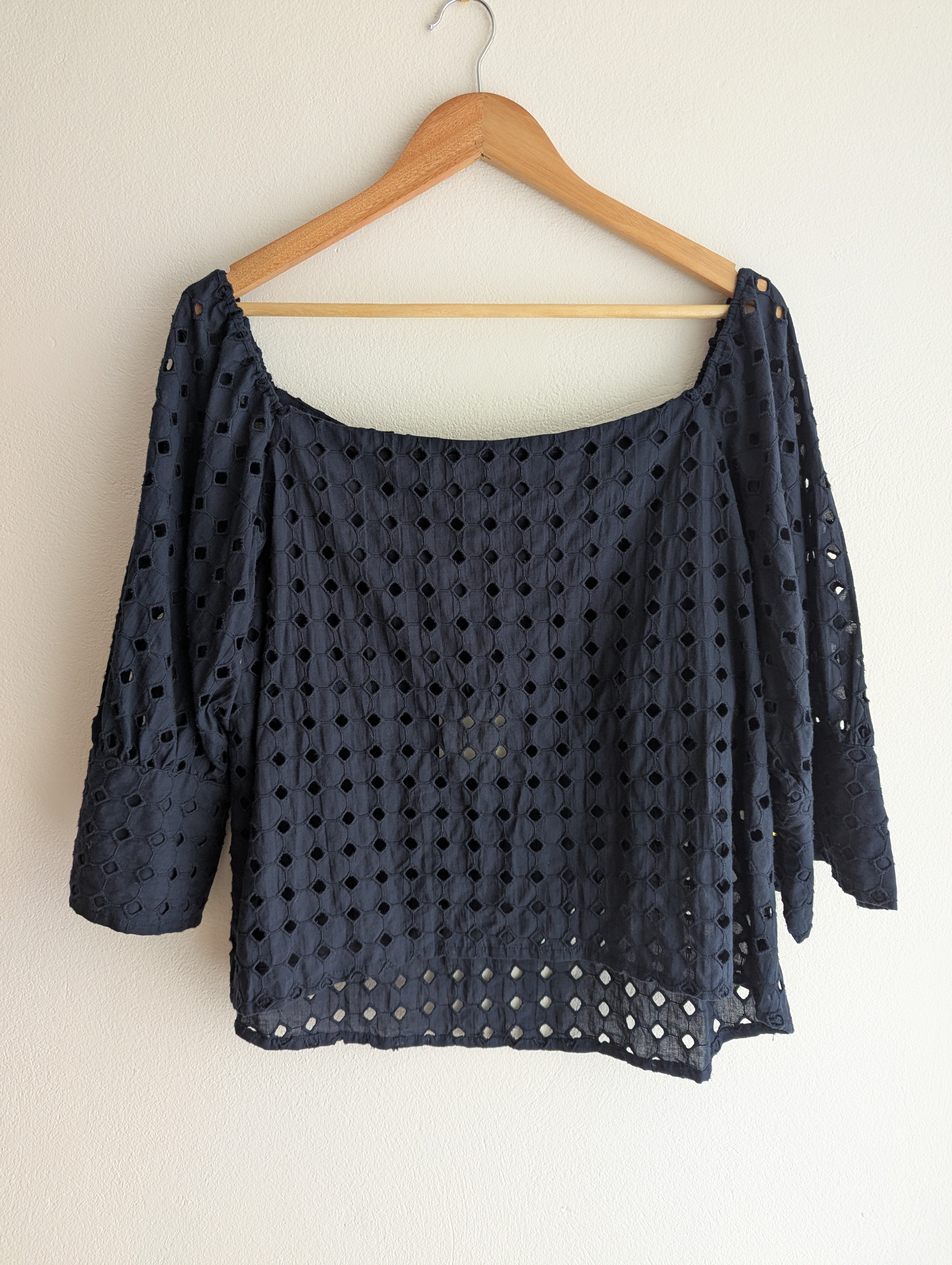 Once Was Off-Shoulder Navy Top