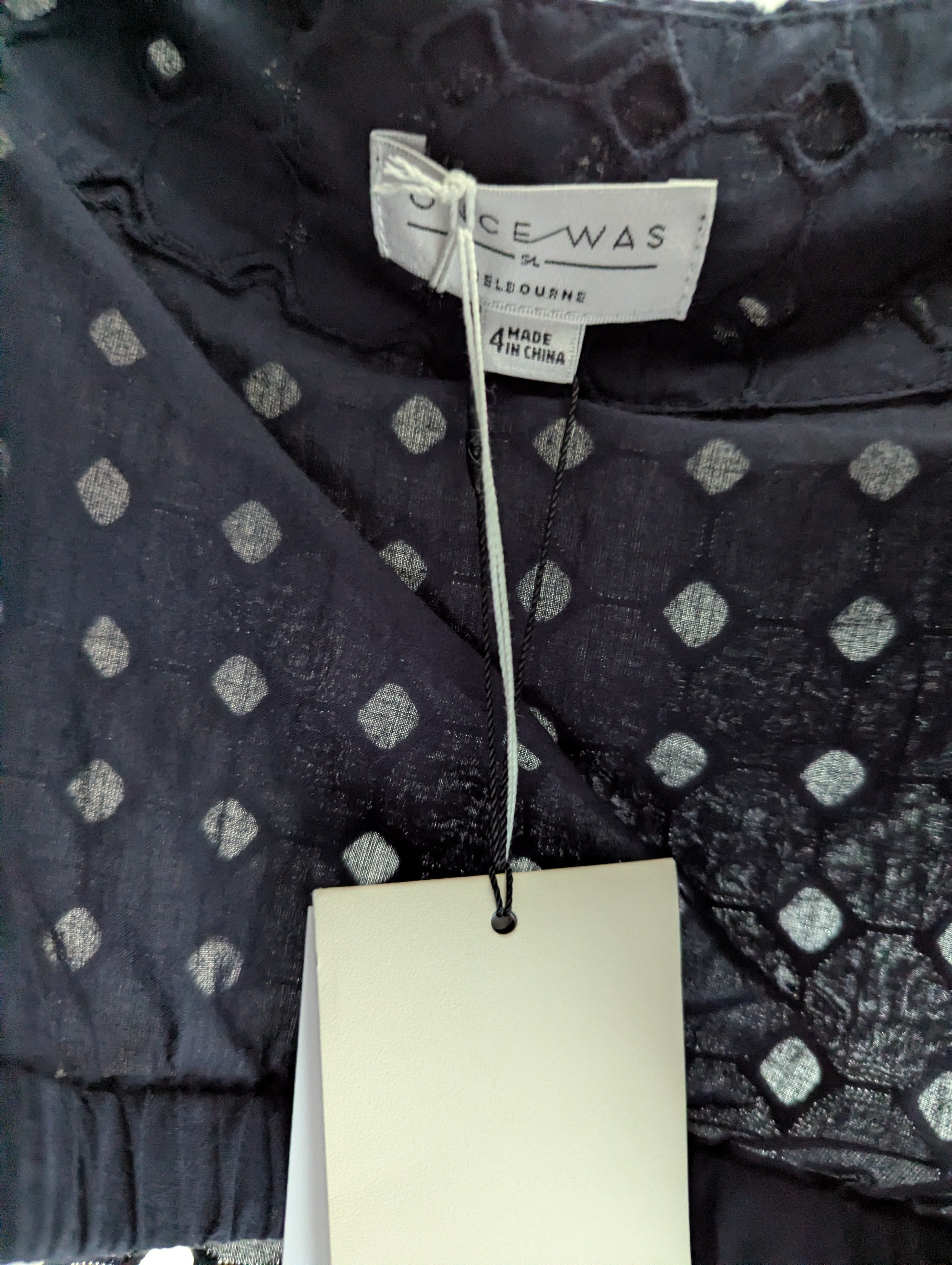 Once Was Off-Shoulder Navy Top
