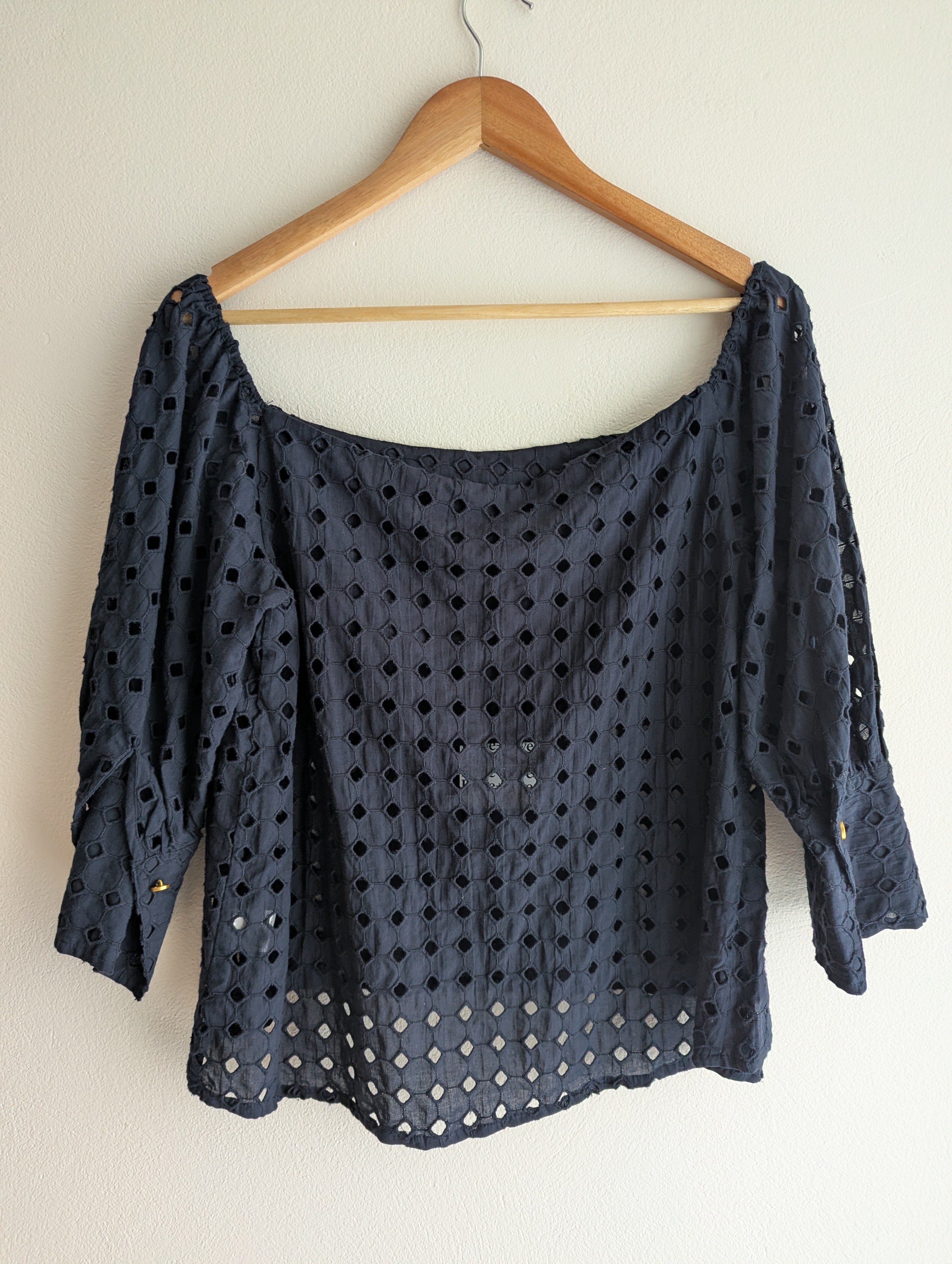 Once Was Off-Shoulder Navy Top