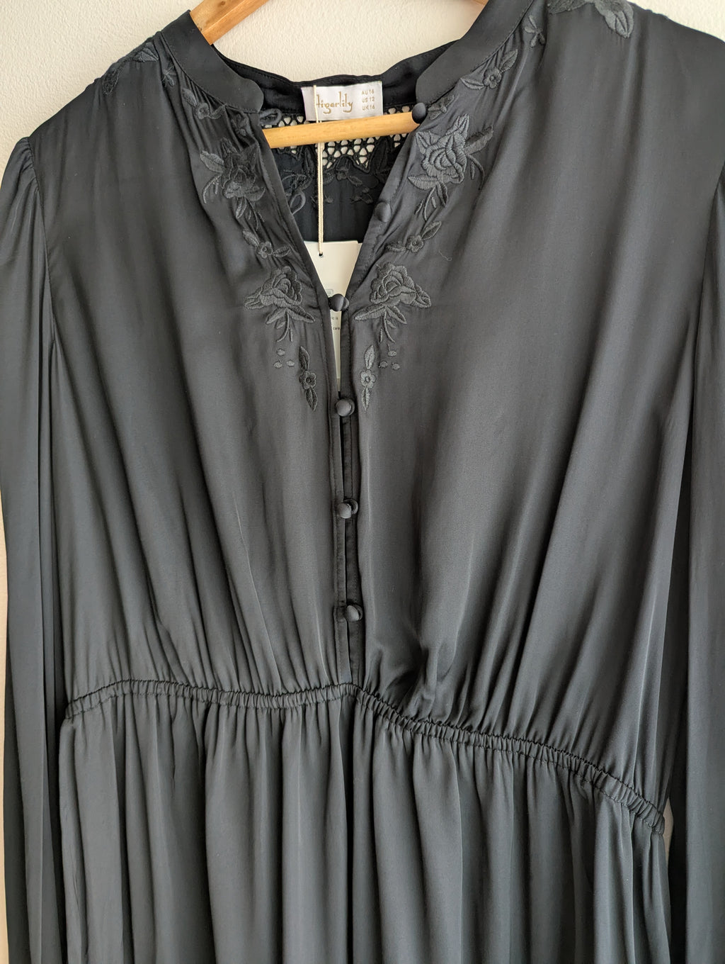 Tigerlily Long-Sleeve Satin Dress