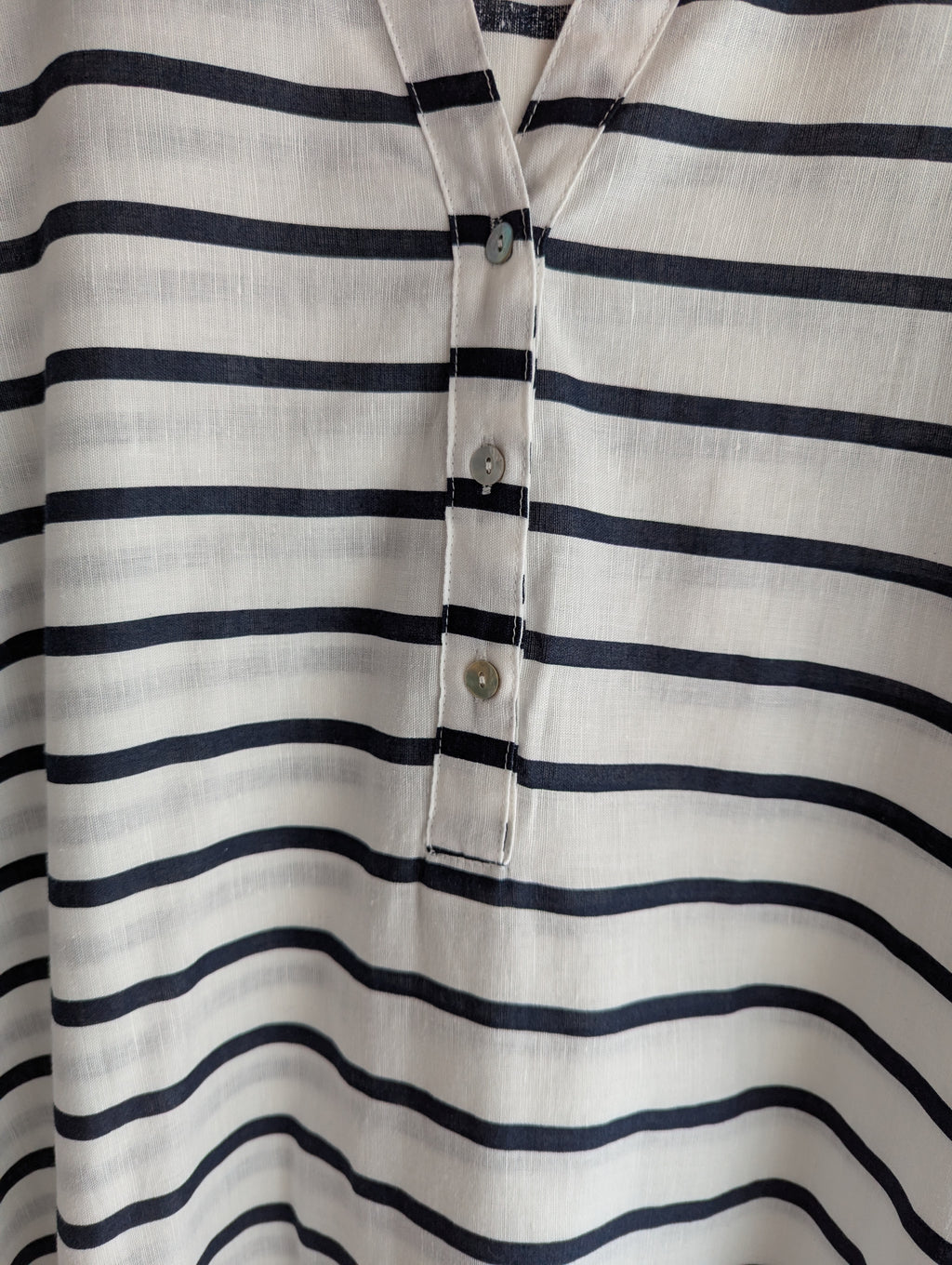 Linen & Cotton Navy & White Stripe Shirt