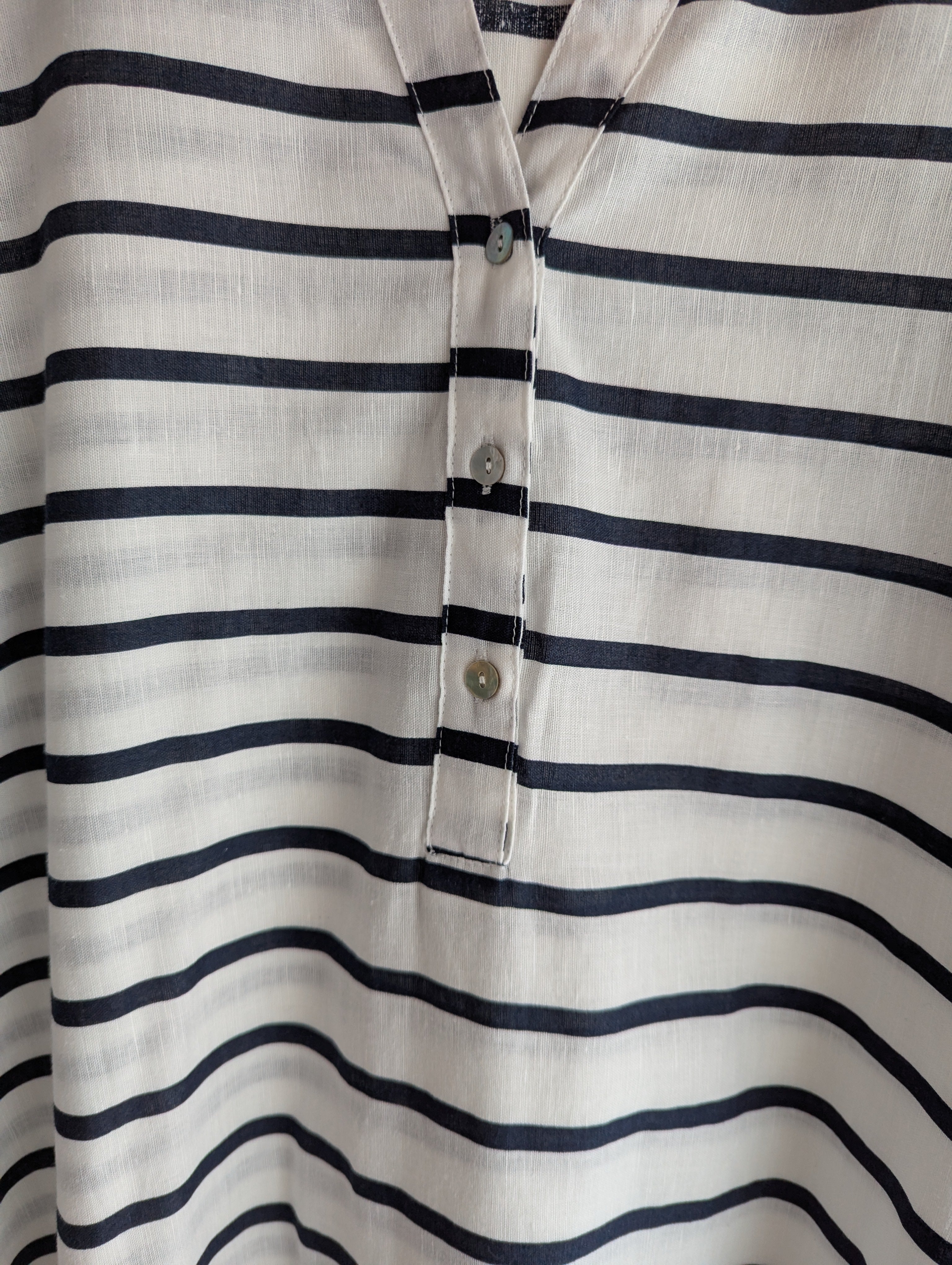 Linen & Cotton Navy & White Stripe Shirt
