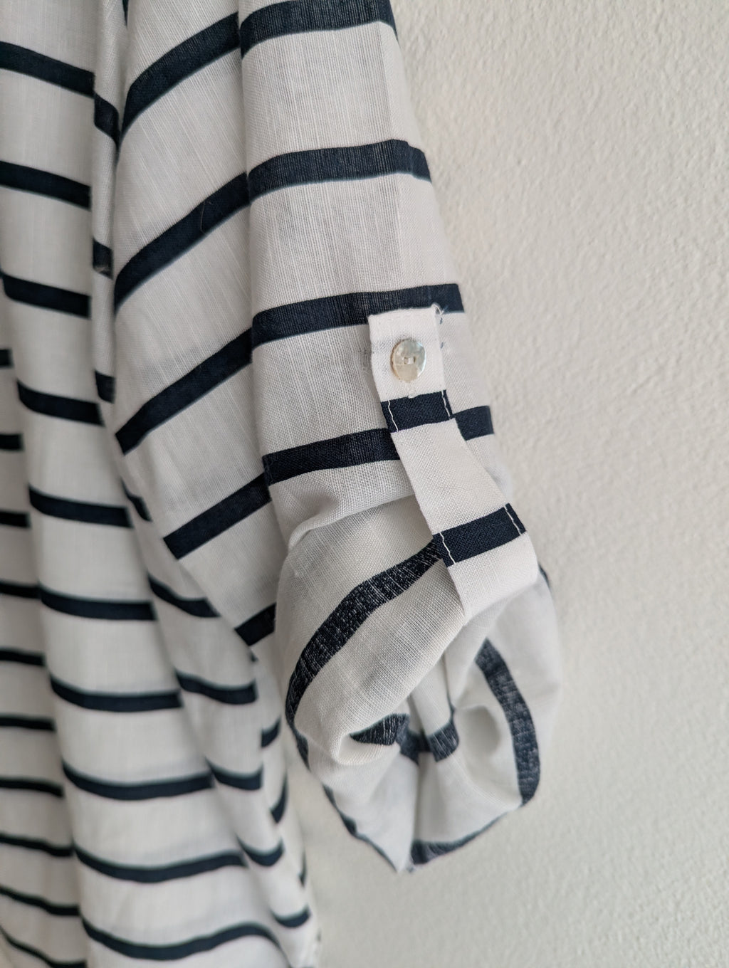 Linen & Cotton Navy & White Stripe Shirt