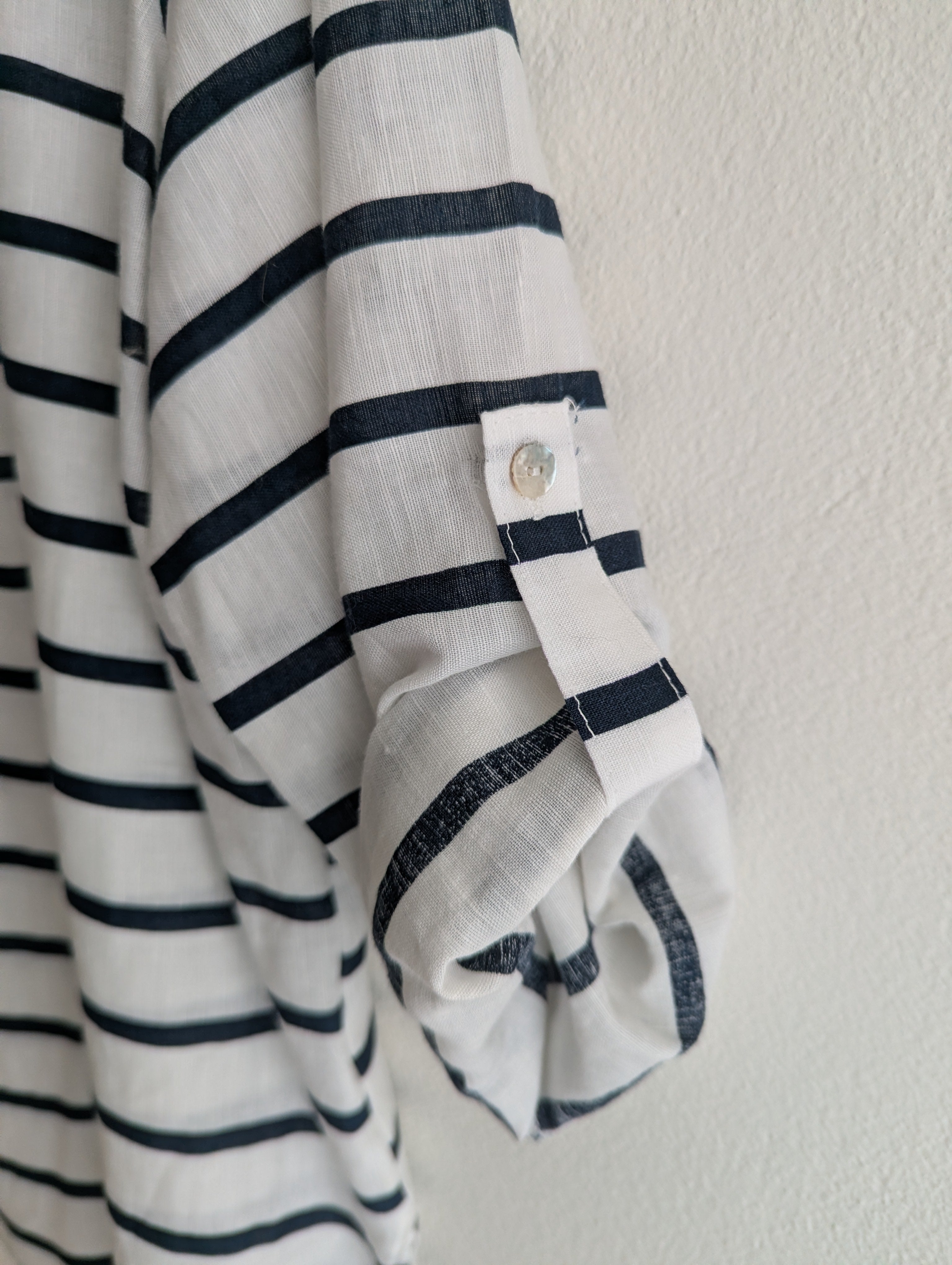 Linen & Cotton Navy & White Stripe Shirt
