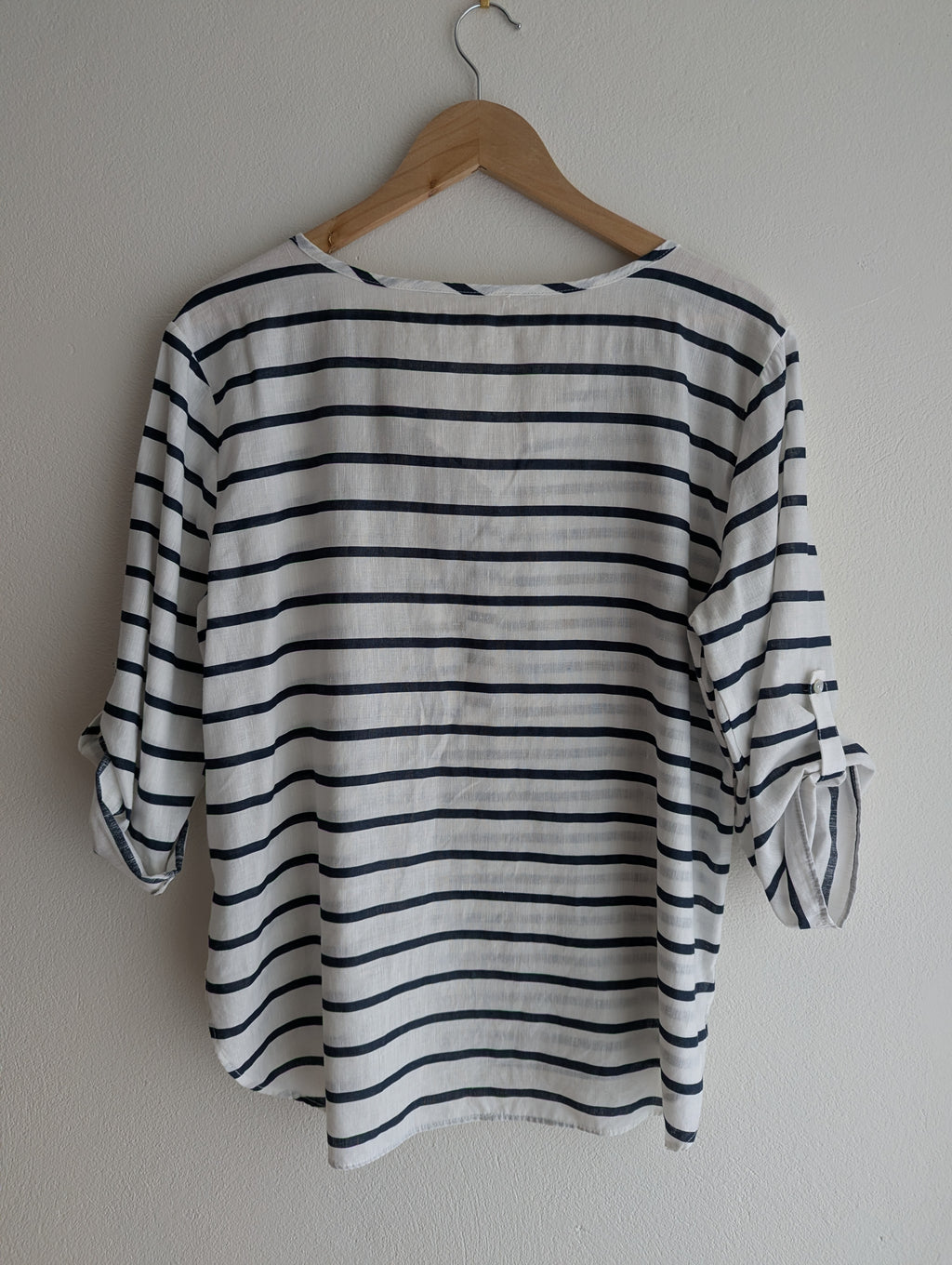 Linen & Cotton Navy & White Stripe Shirt