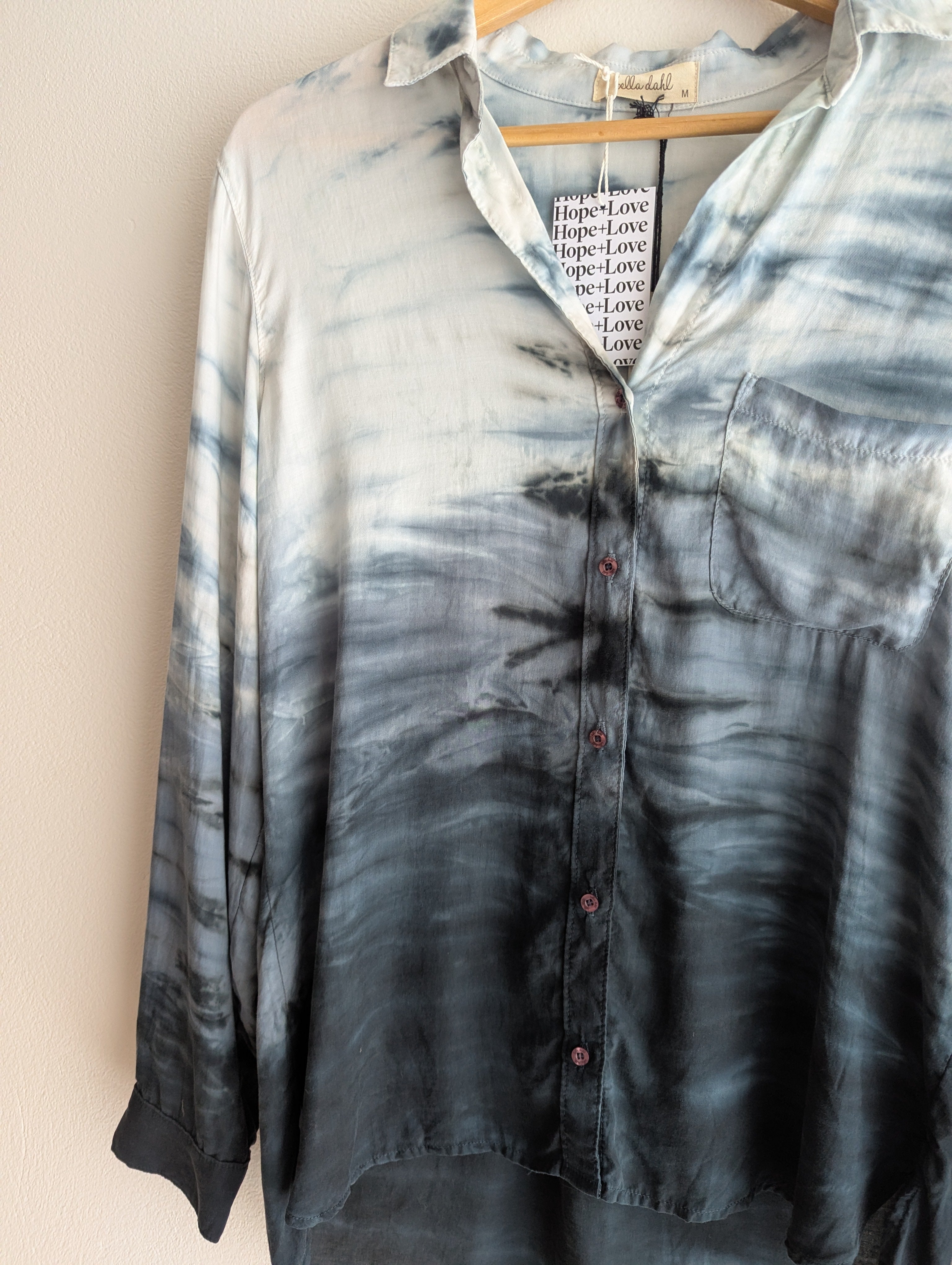 Bella Dahl Tie-Dye Indigo Button-Down Shirt
