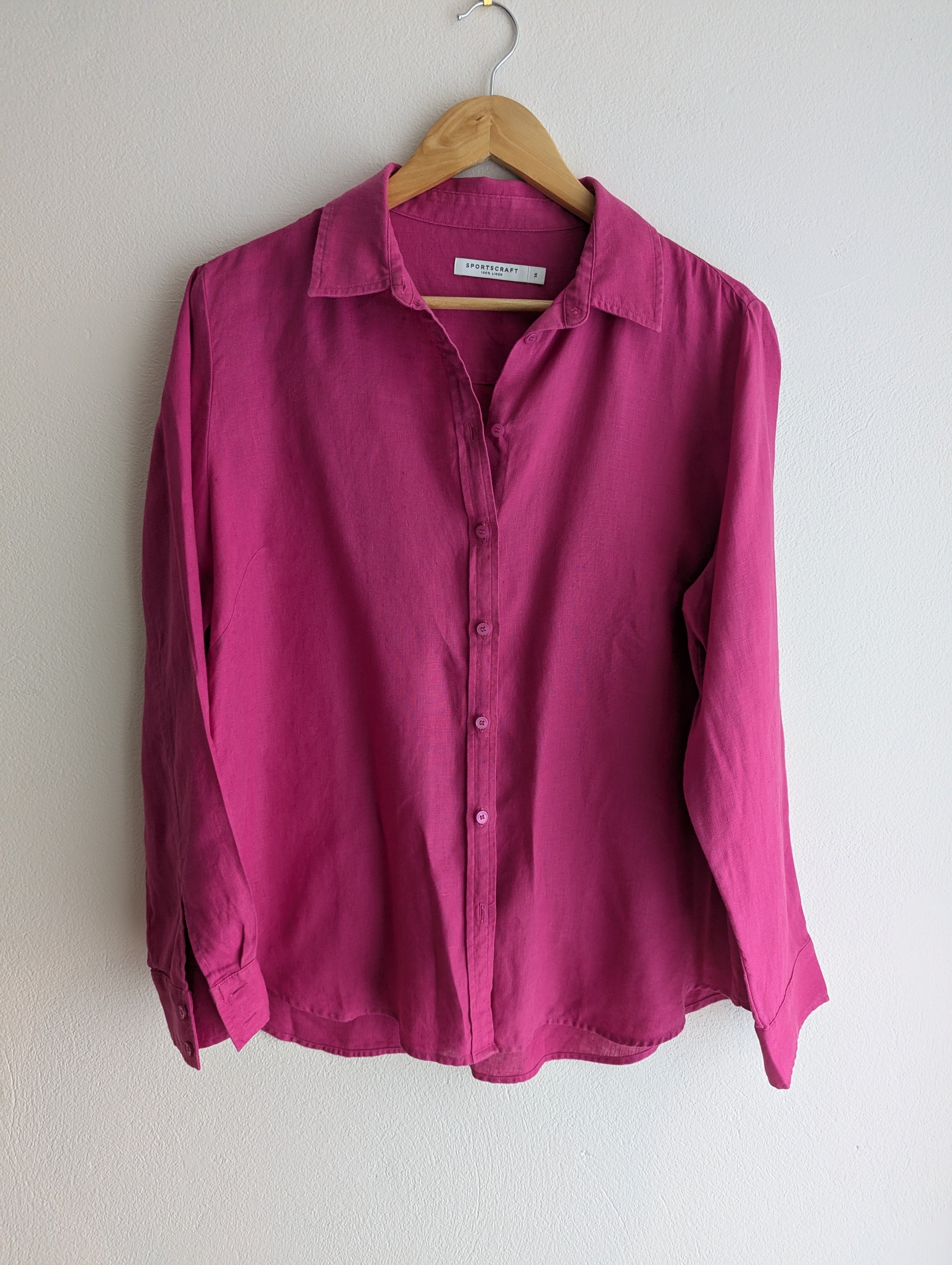 Sportscraft Magenta Linen Button-Down Shirt