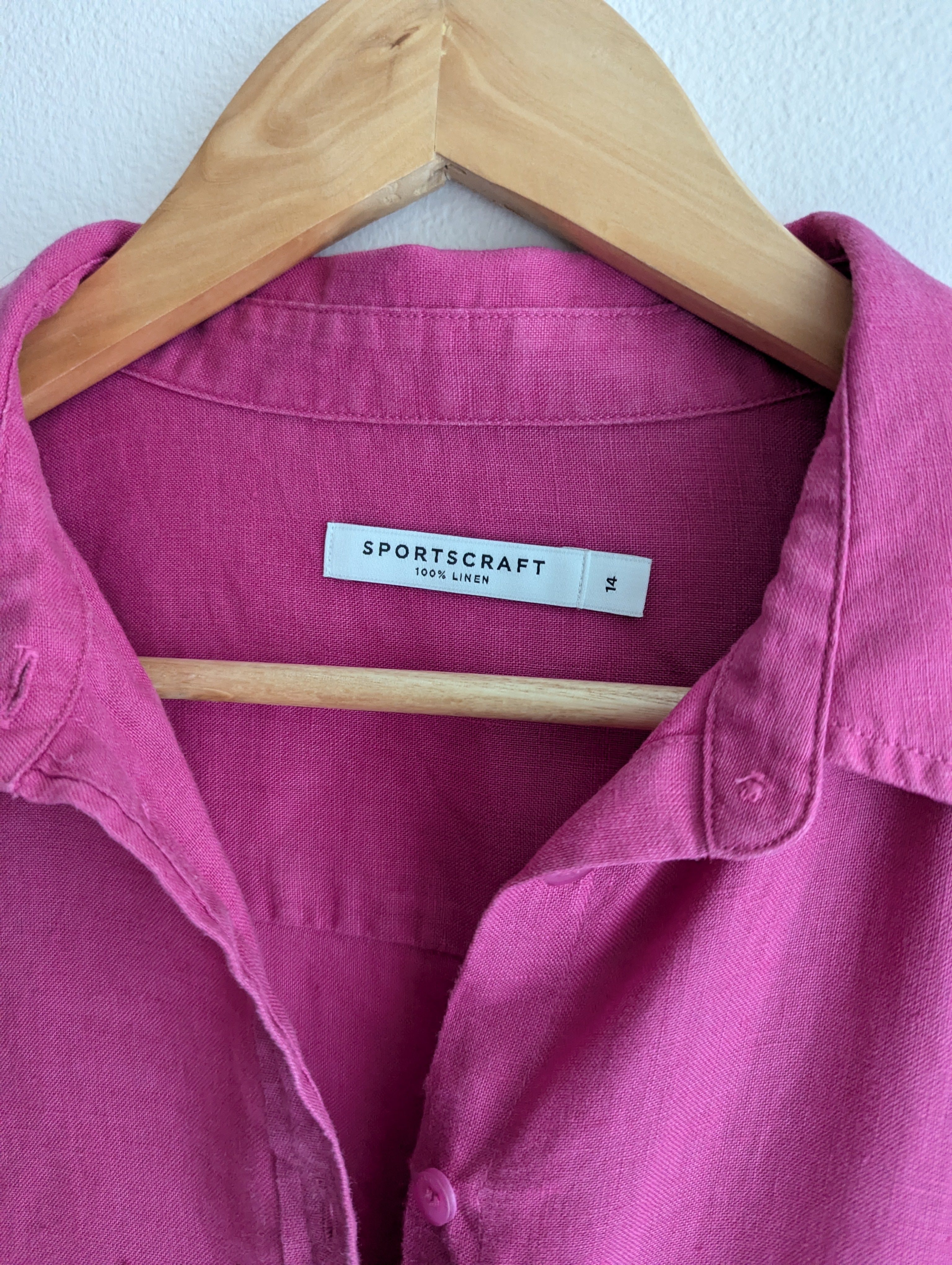 Sportscraft Magenta Linen Button-Down Shirt