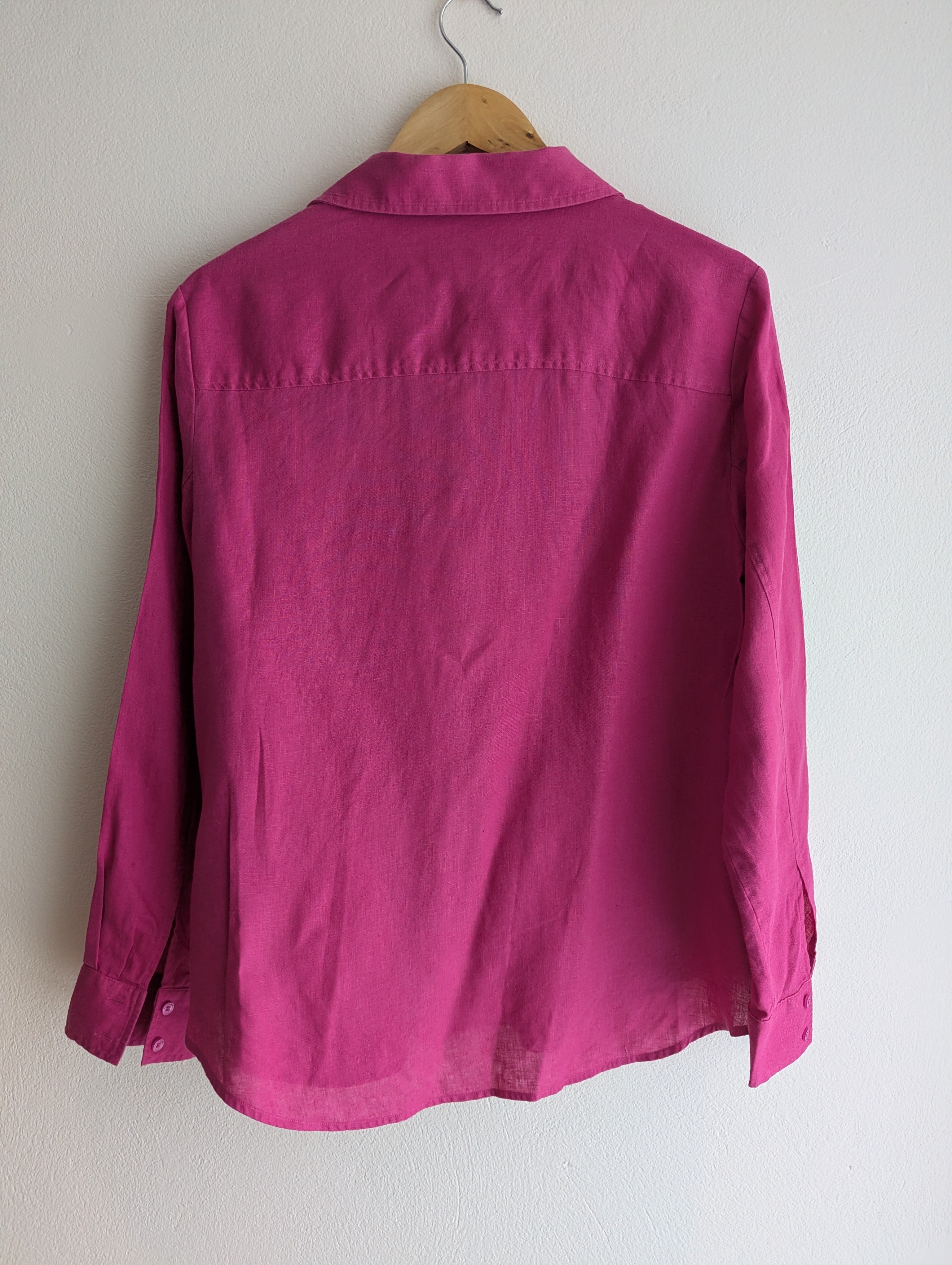 Sportscraft Magenta Linen Button-Down Shirt