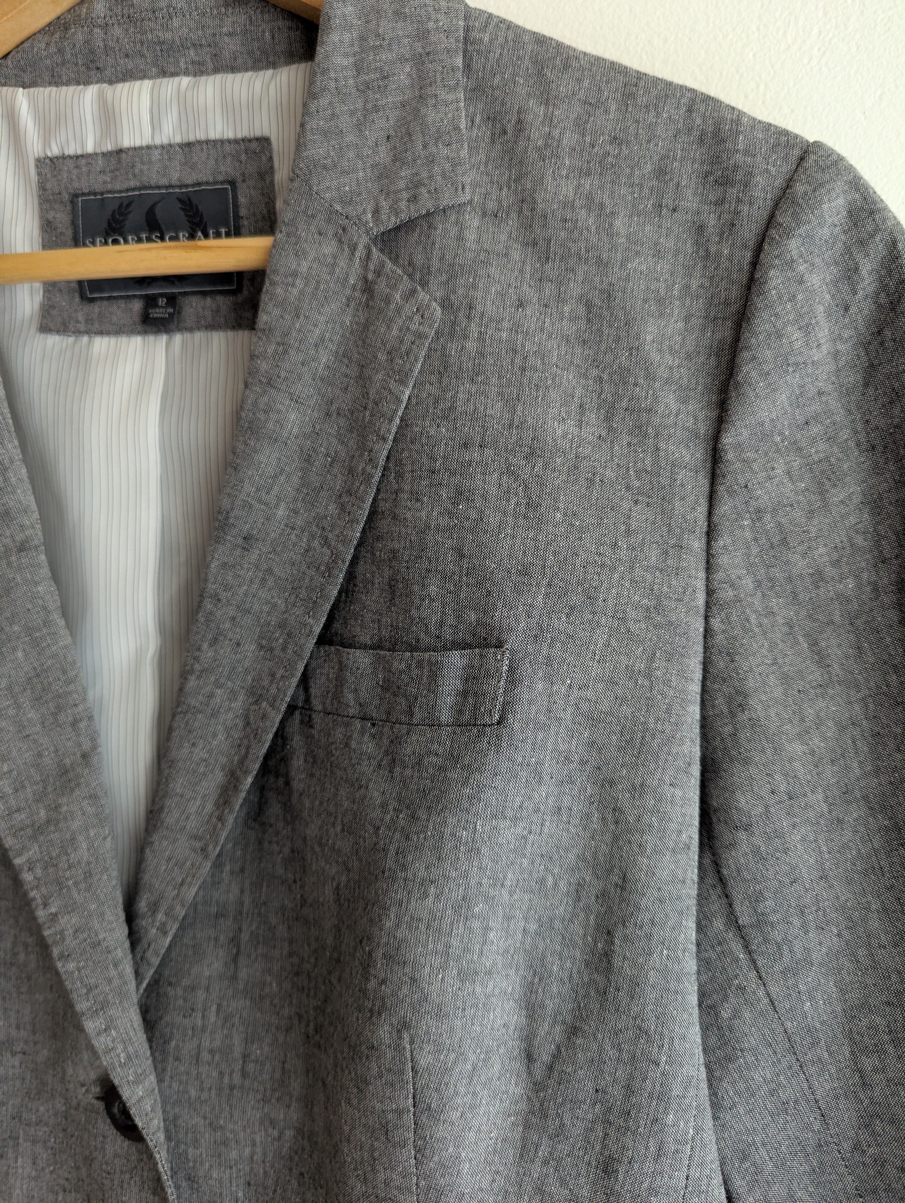 Sportscraft Cotton & Ramie Grey Blazer