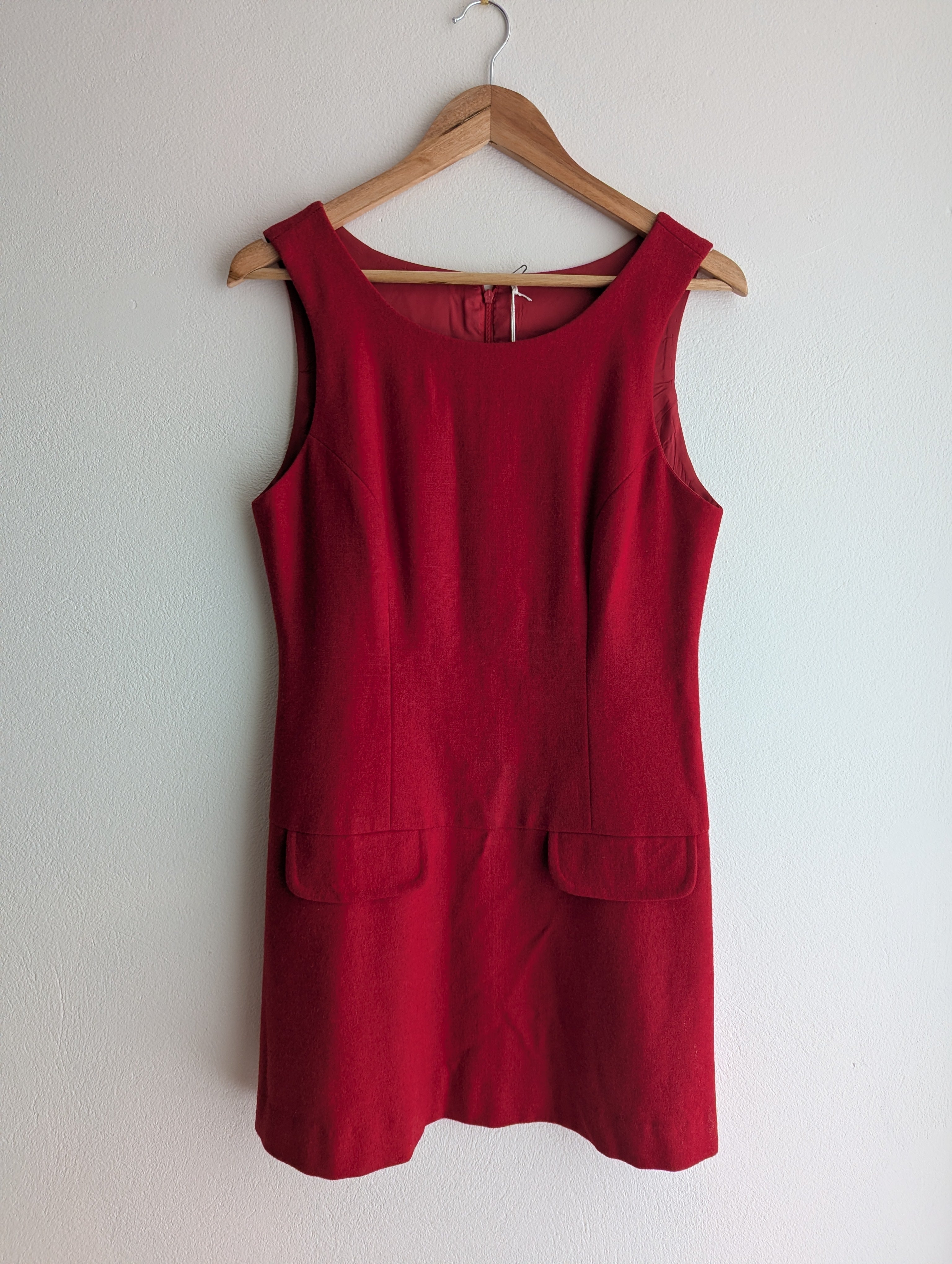 Red Wool Shift Dress