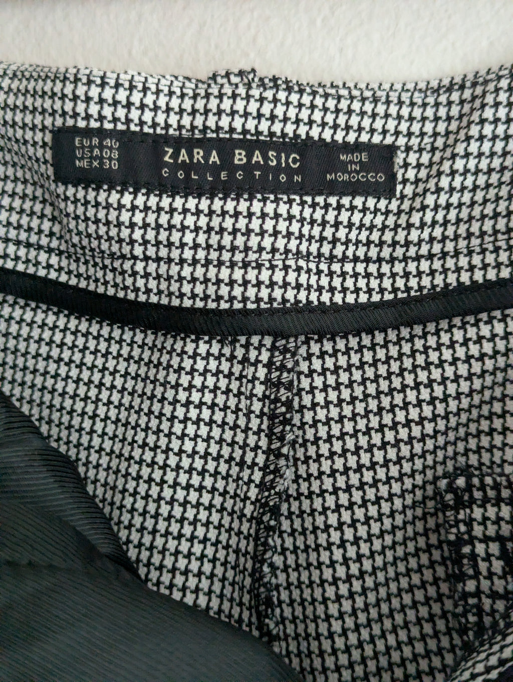 Zara Houndstooth Stretch Trousers